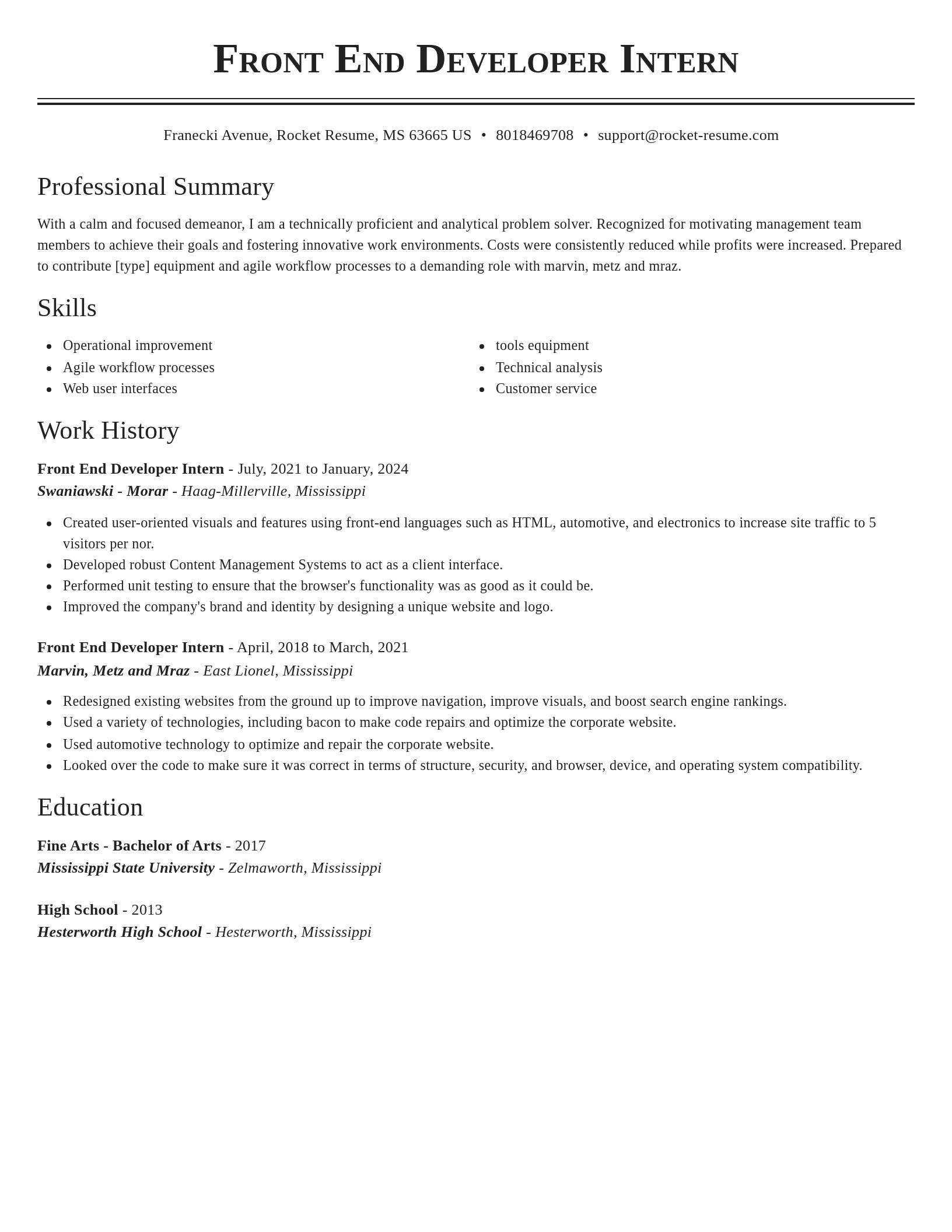 Classic resume template