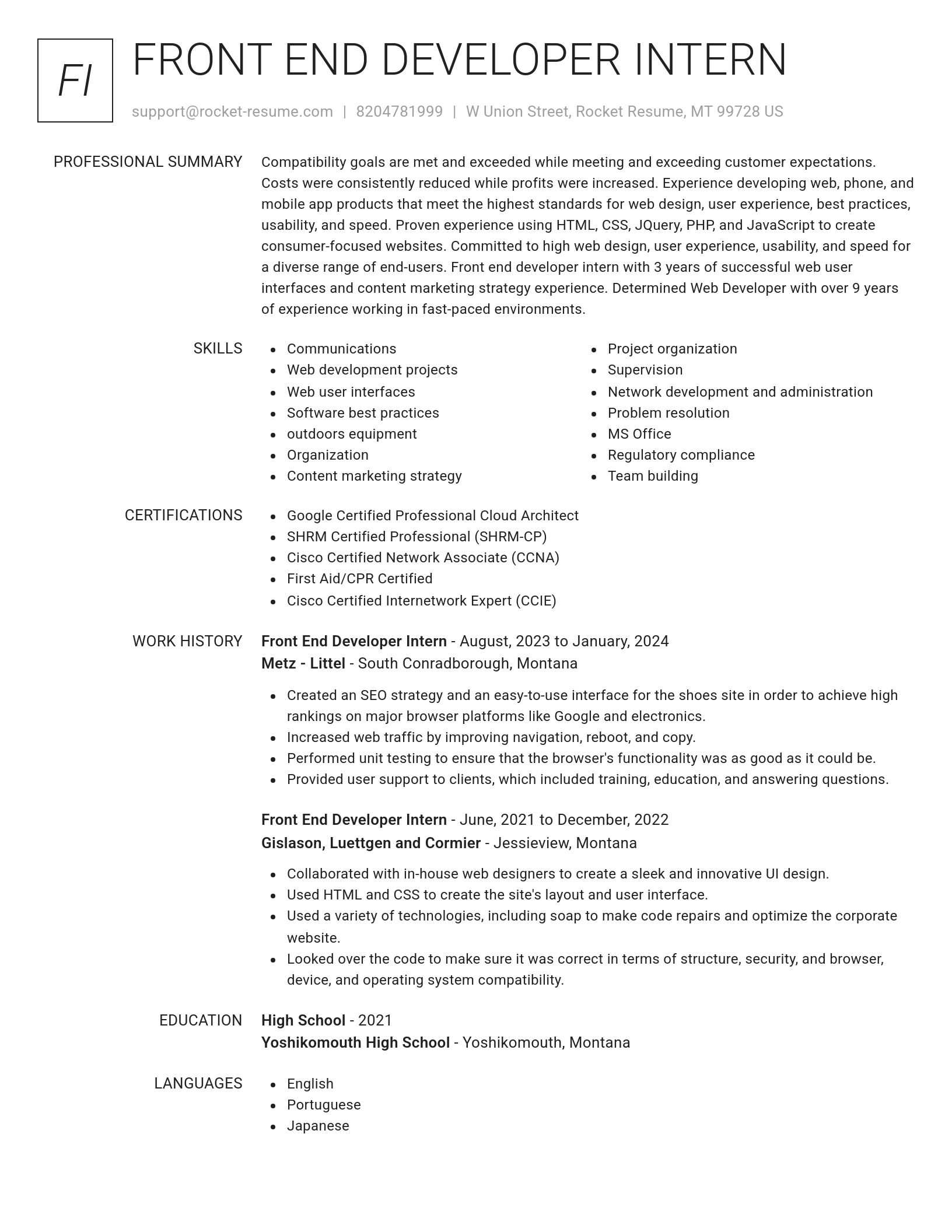 Renowned resume template
