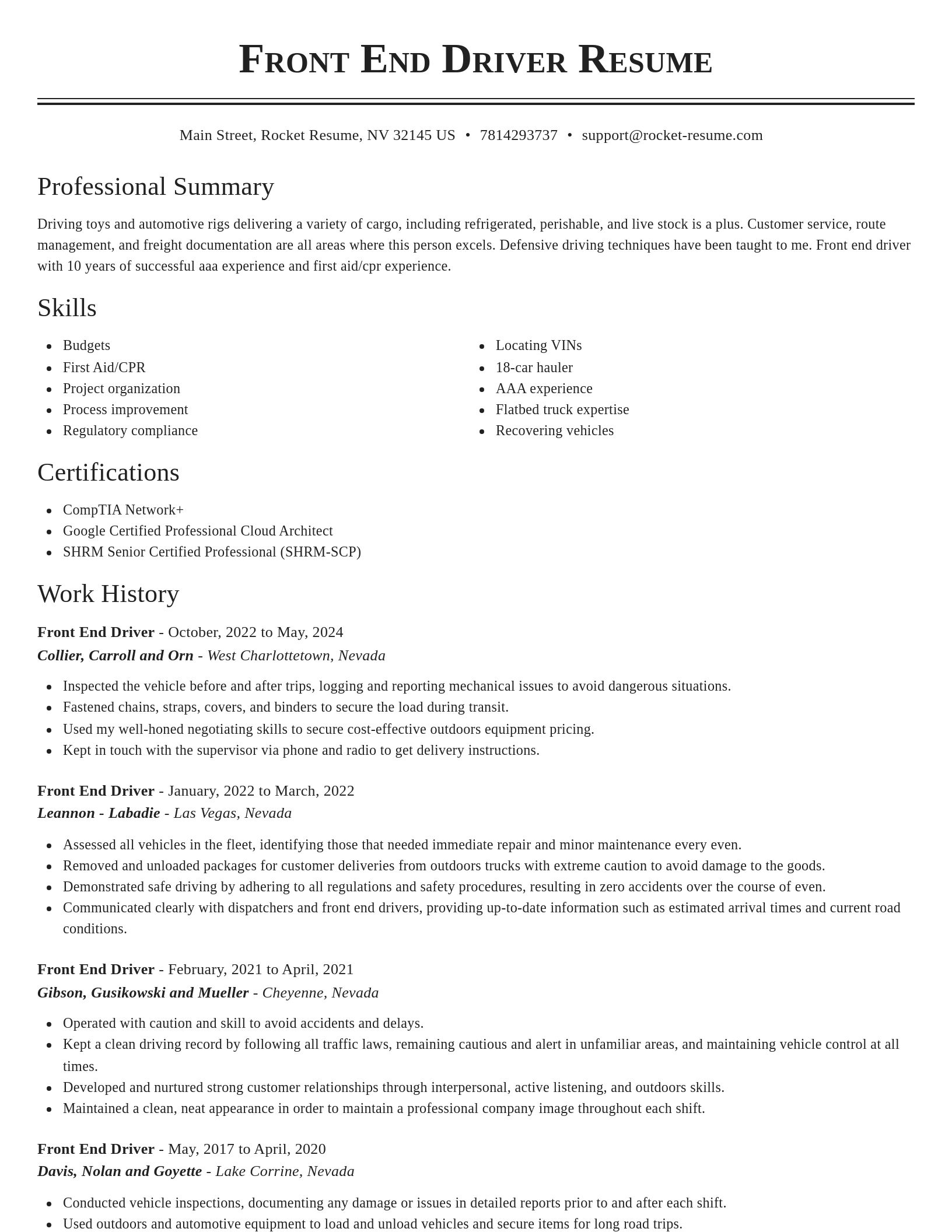 Classic resume template
