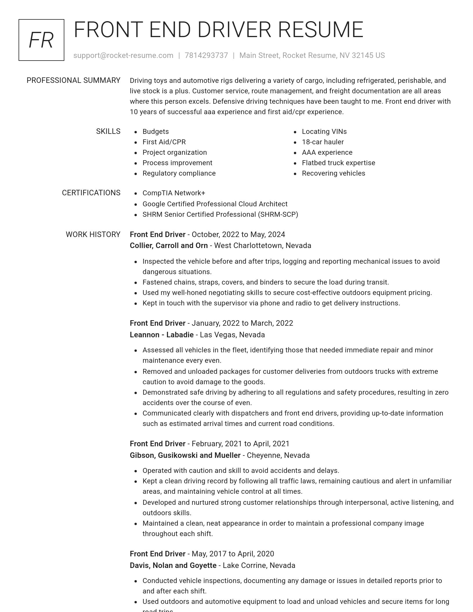 Renowned resume template