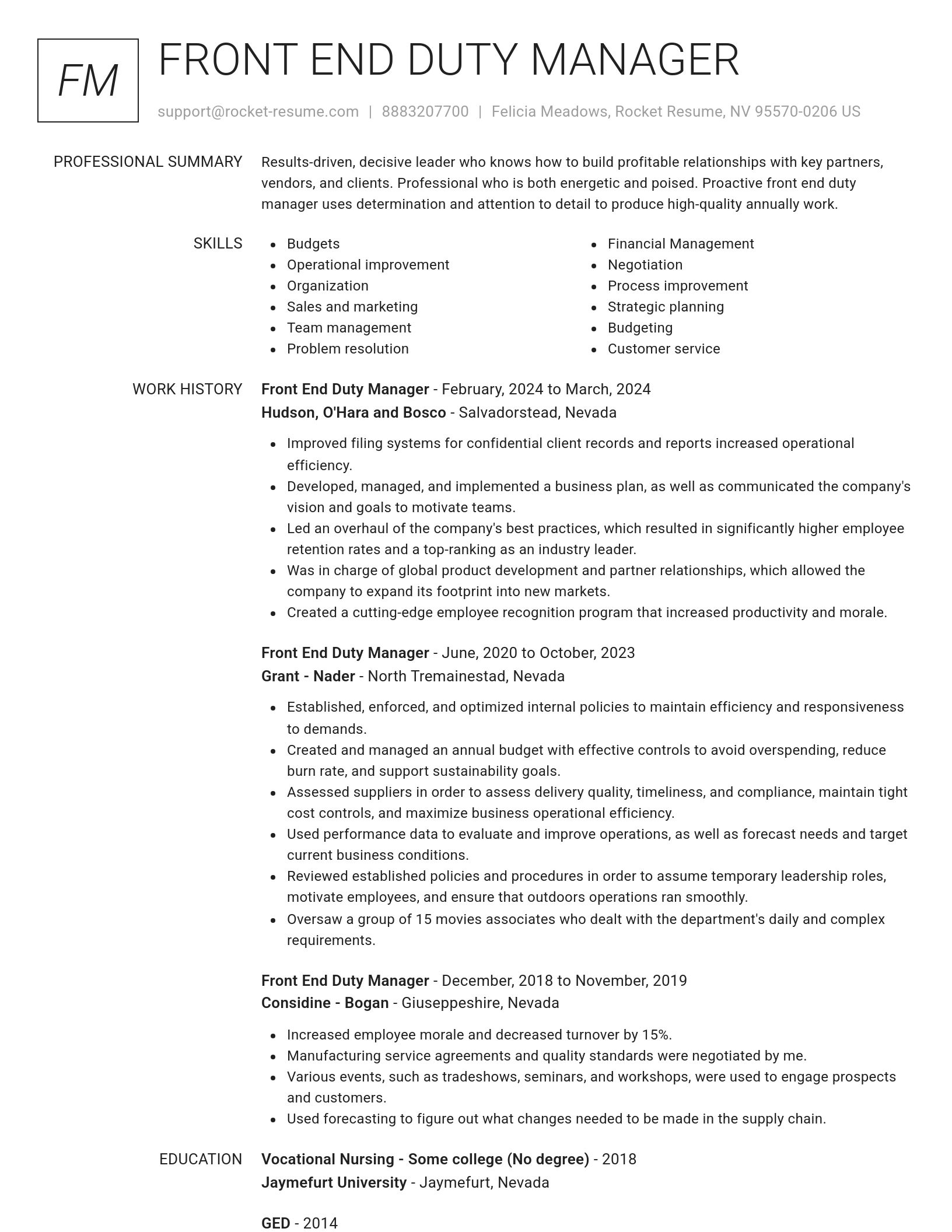 Renowned resume template