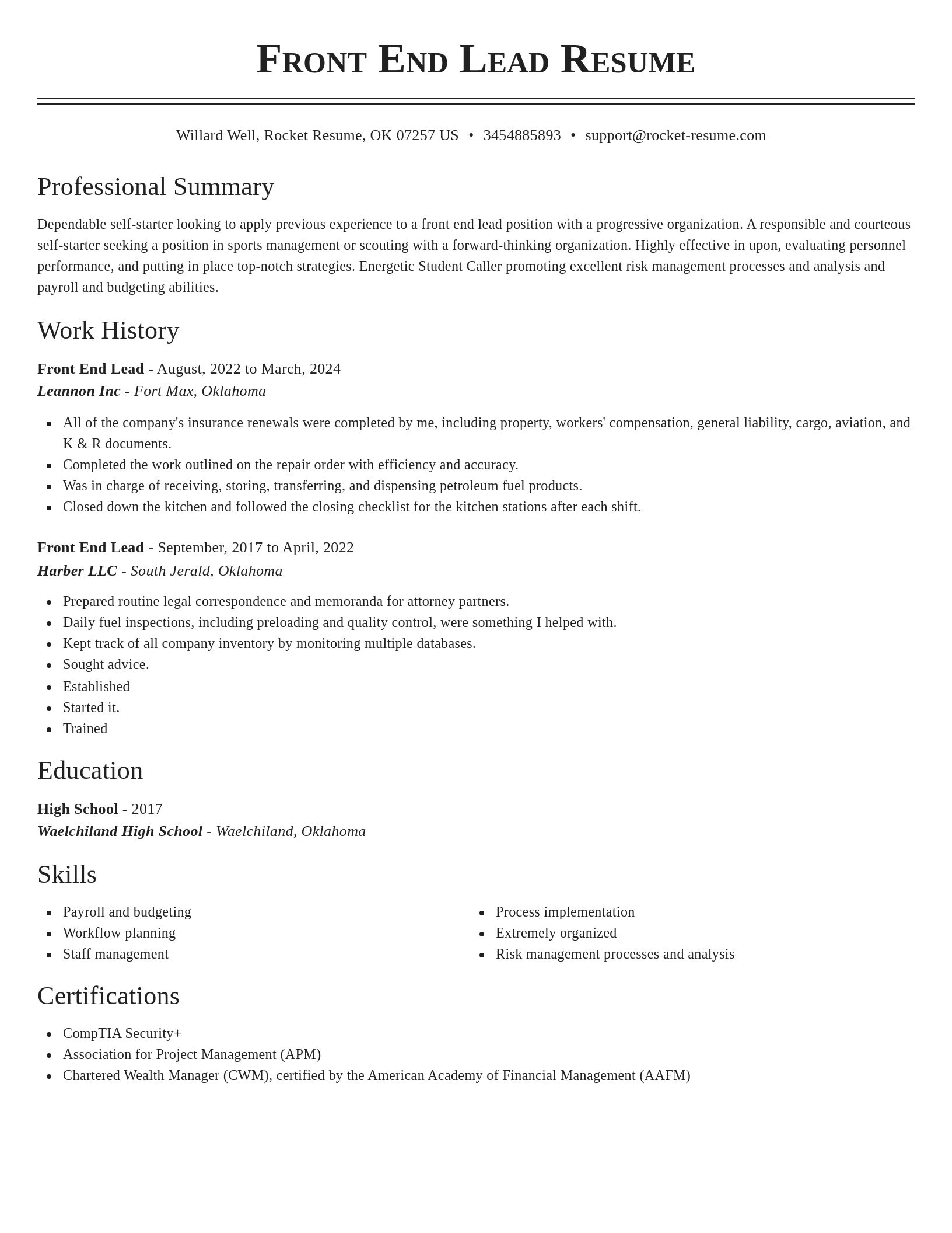Classic resume template