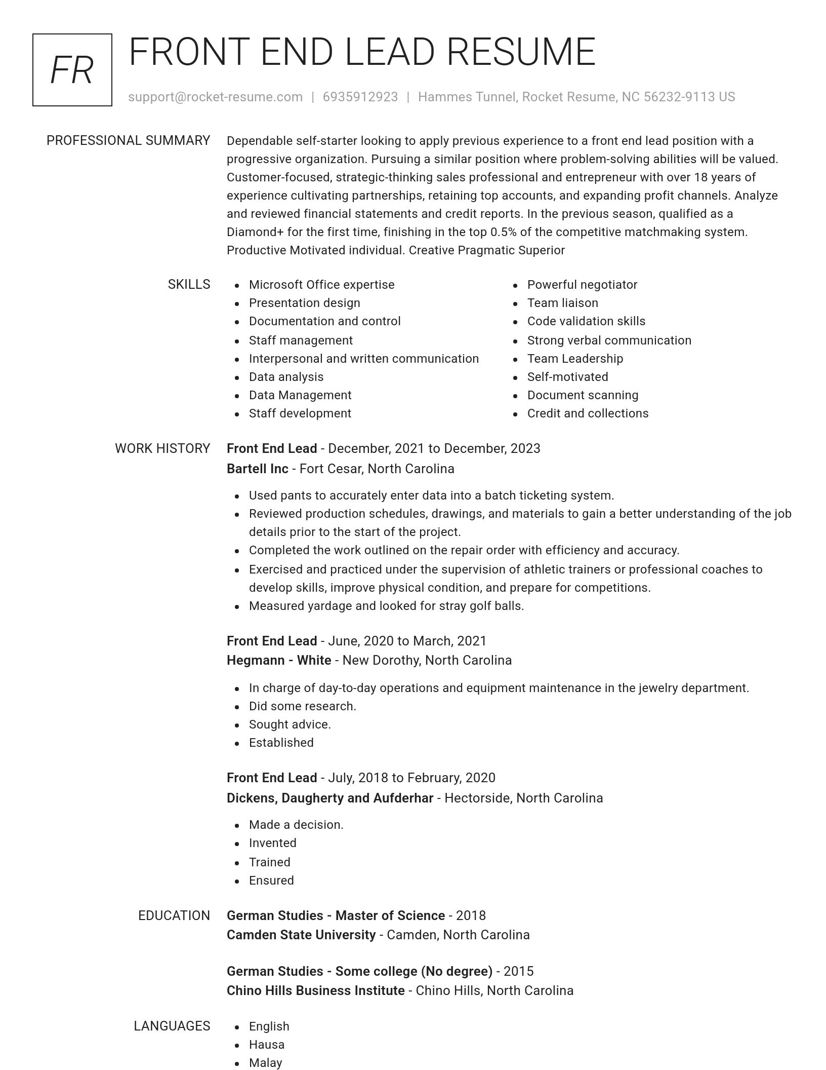 Renowned resume template