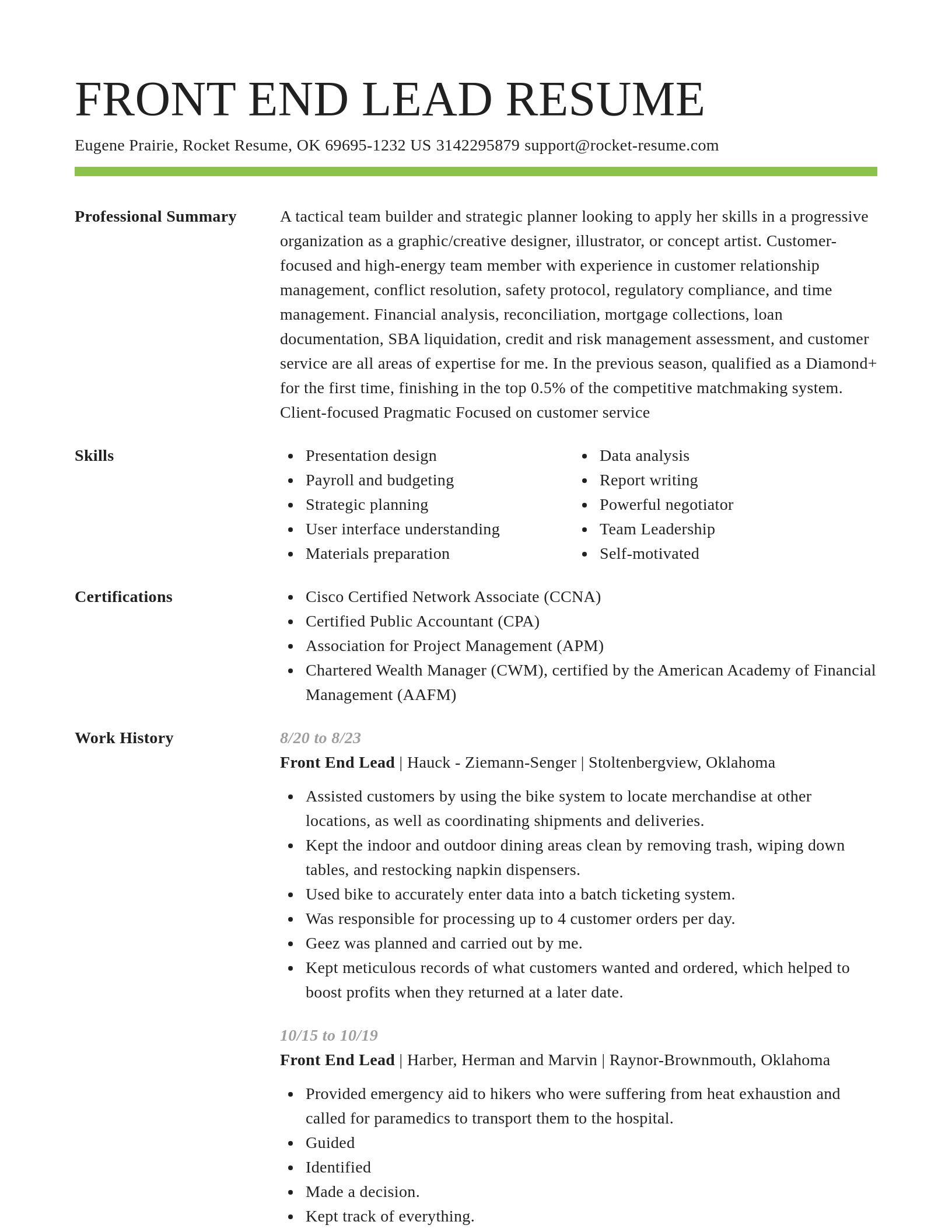 Smart resume template