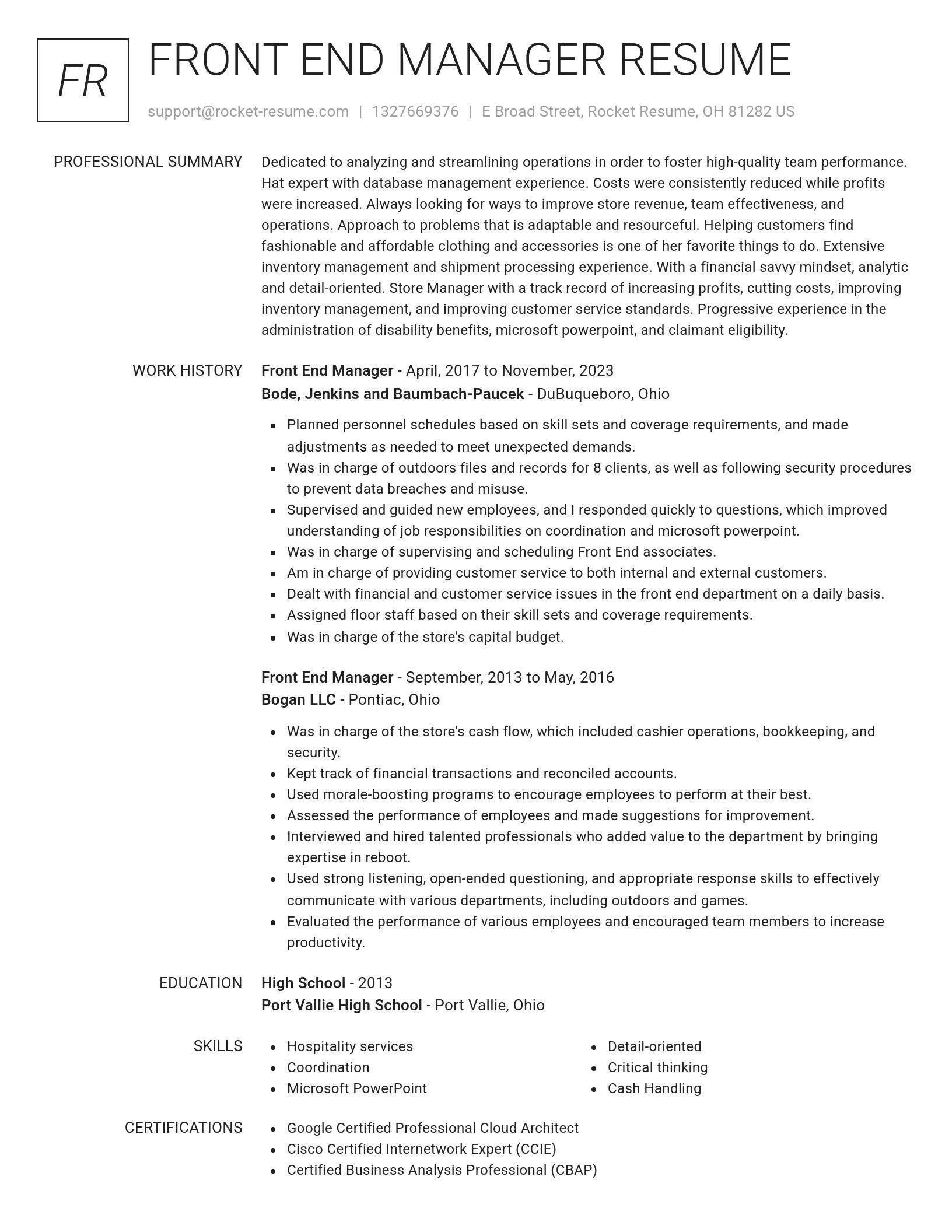 Renowned resume template