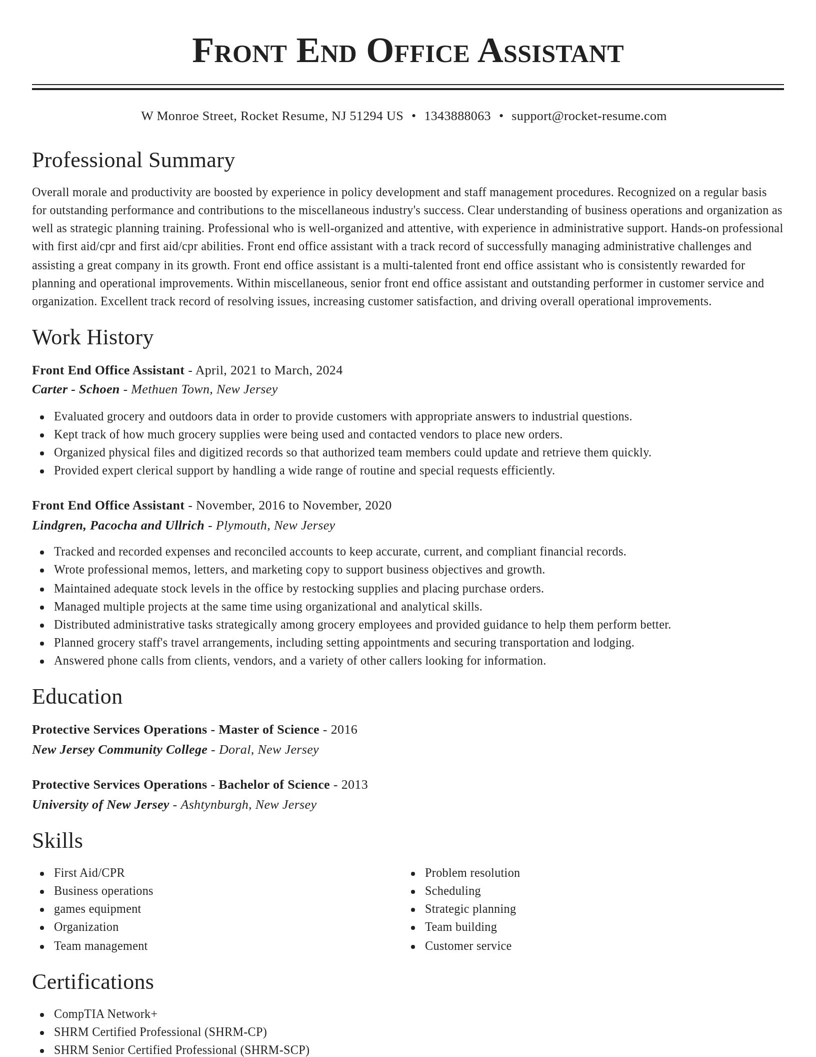 Classic resume template