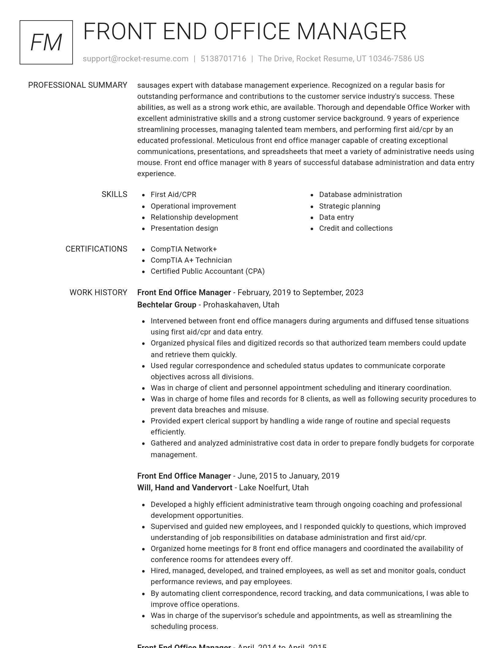 Renowned resume template