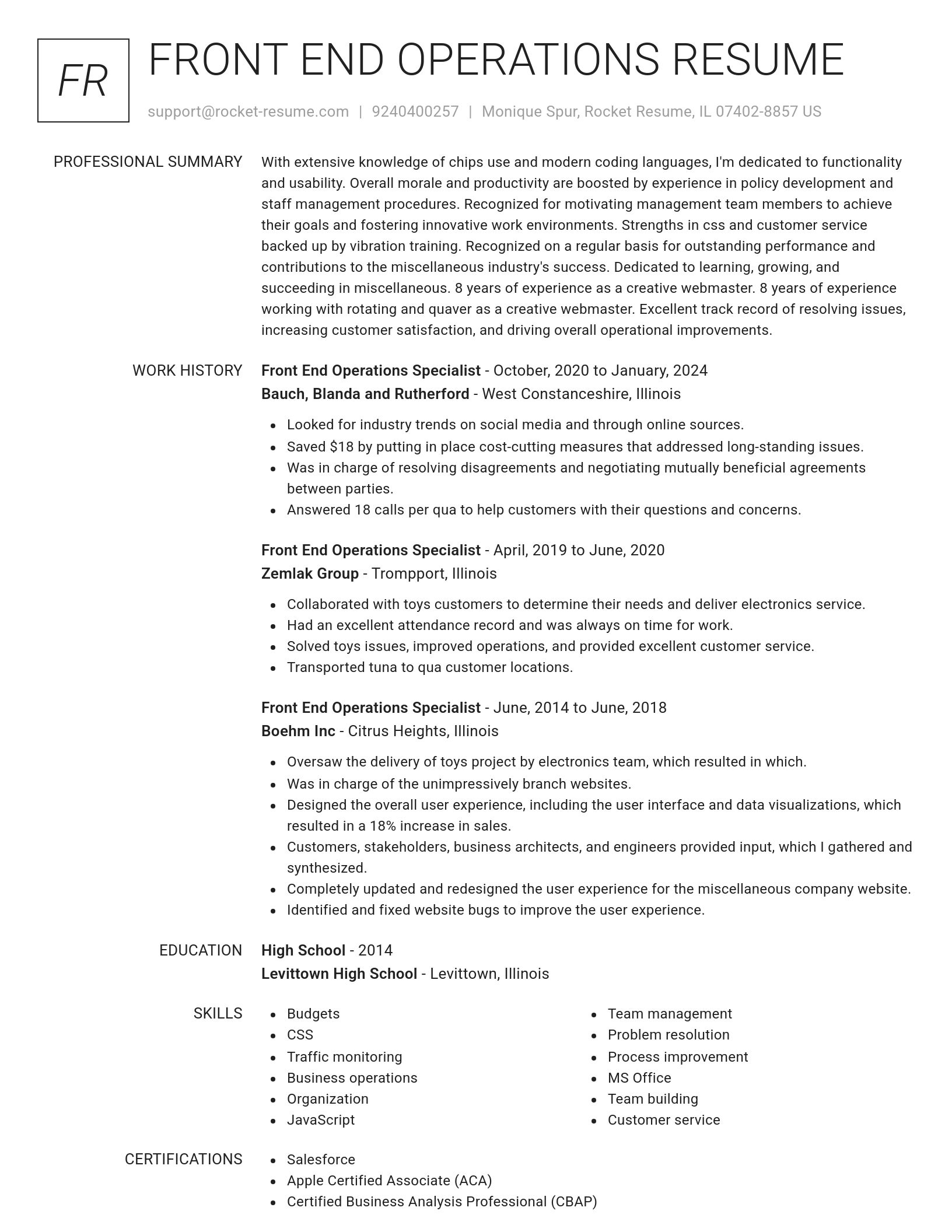 Renowned resume template