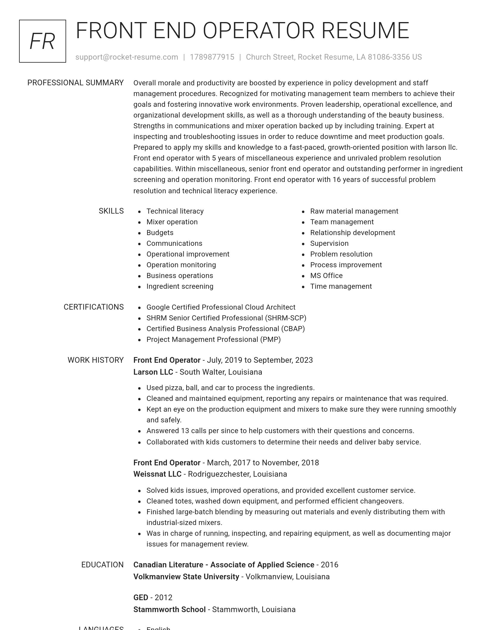 Renowned resume template