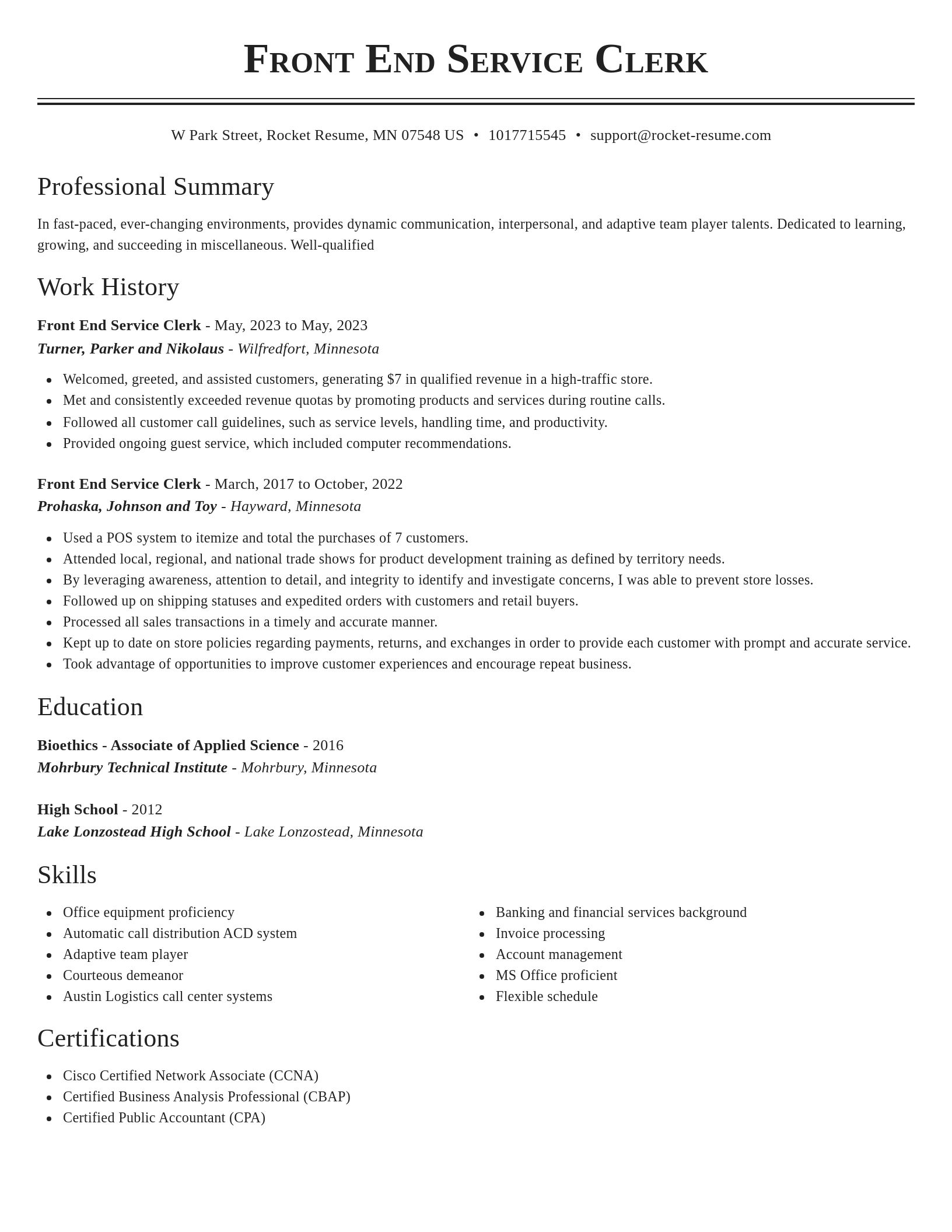 Classic resume template