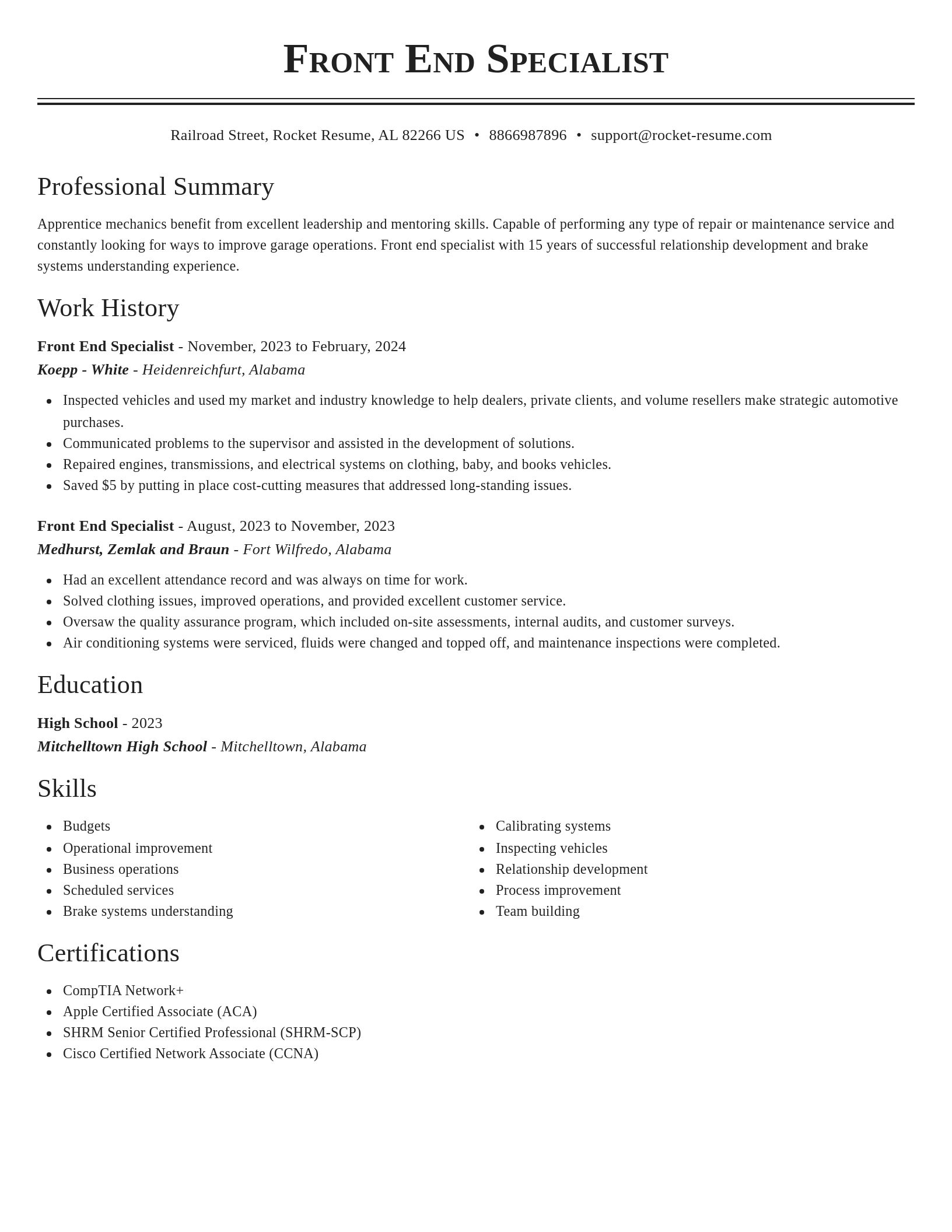 Classic resume template