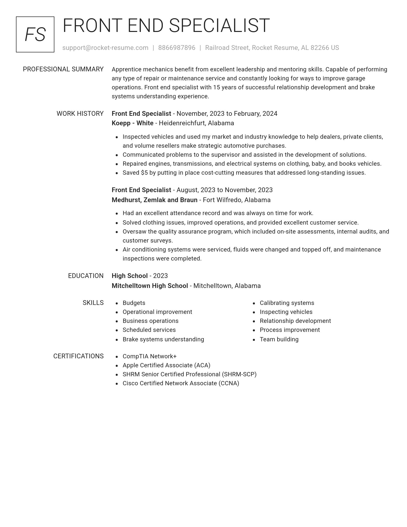 Renowned resume template
