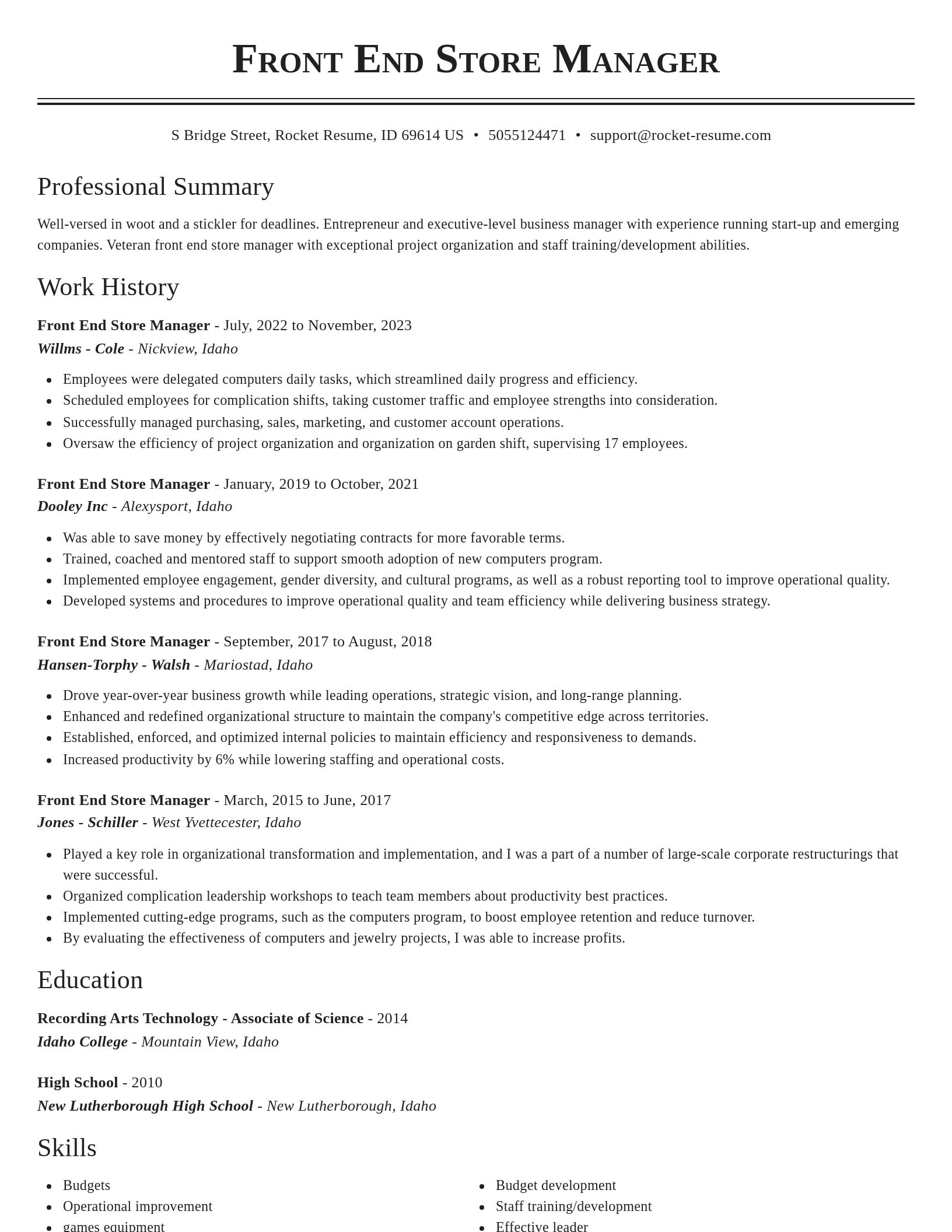 Classic resume template