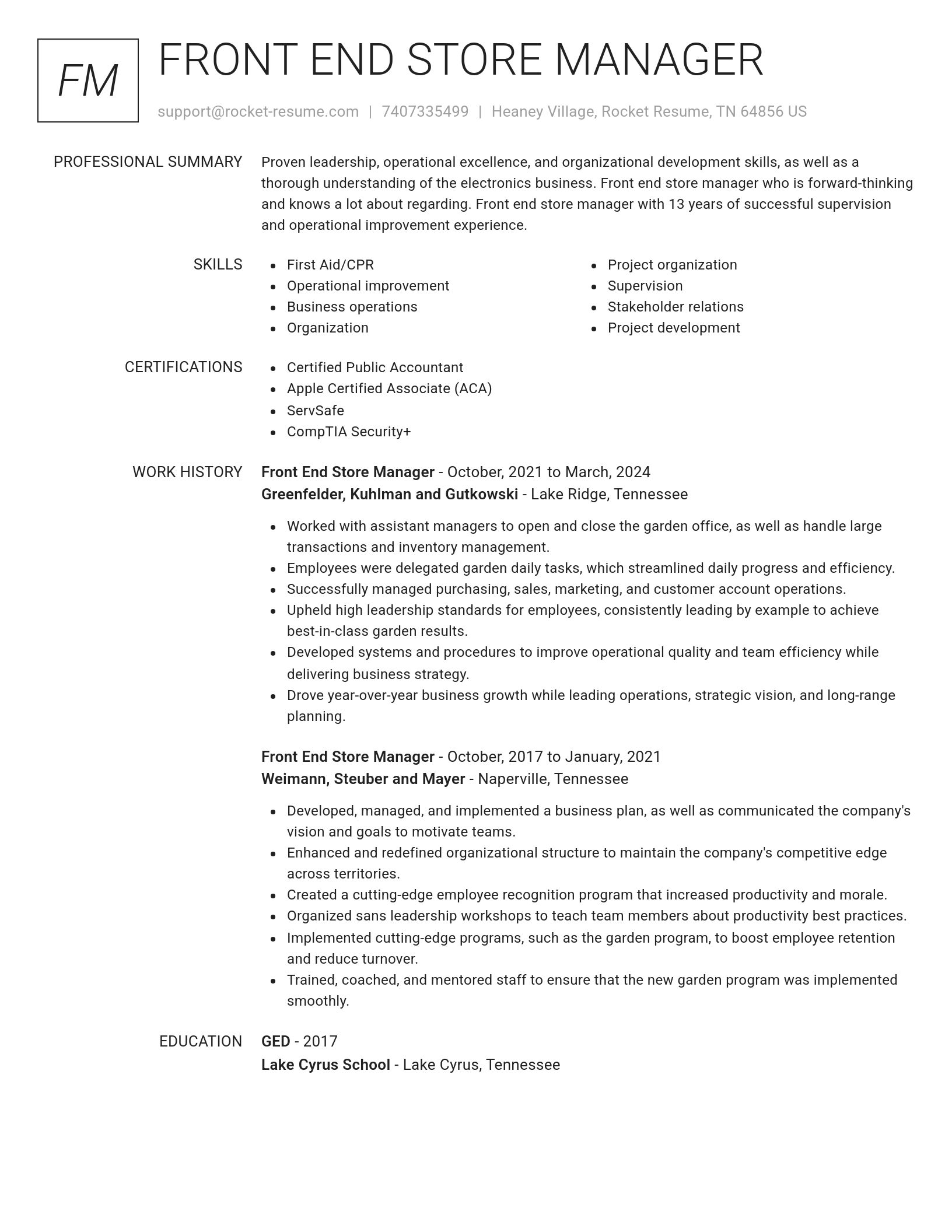 Renowned resume template