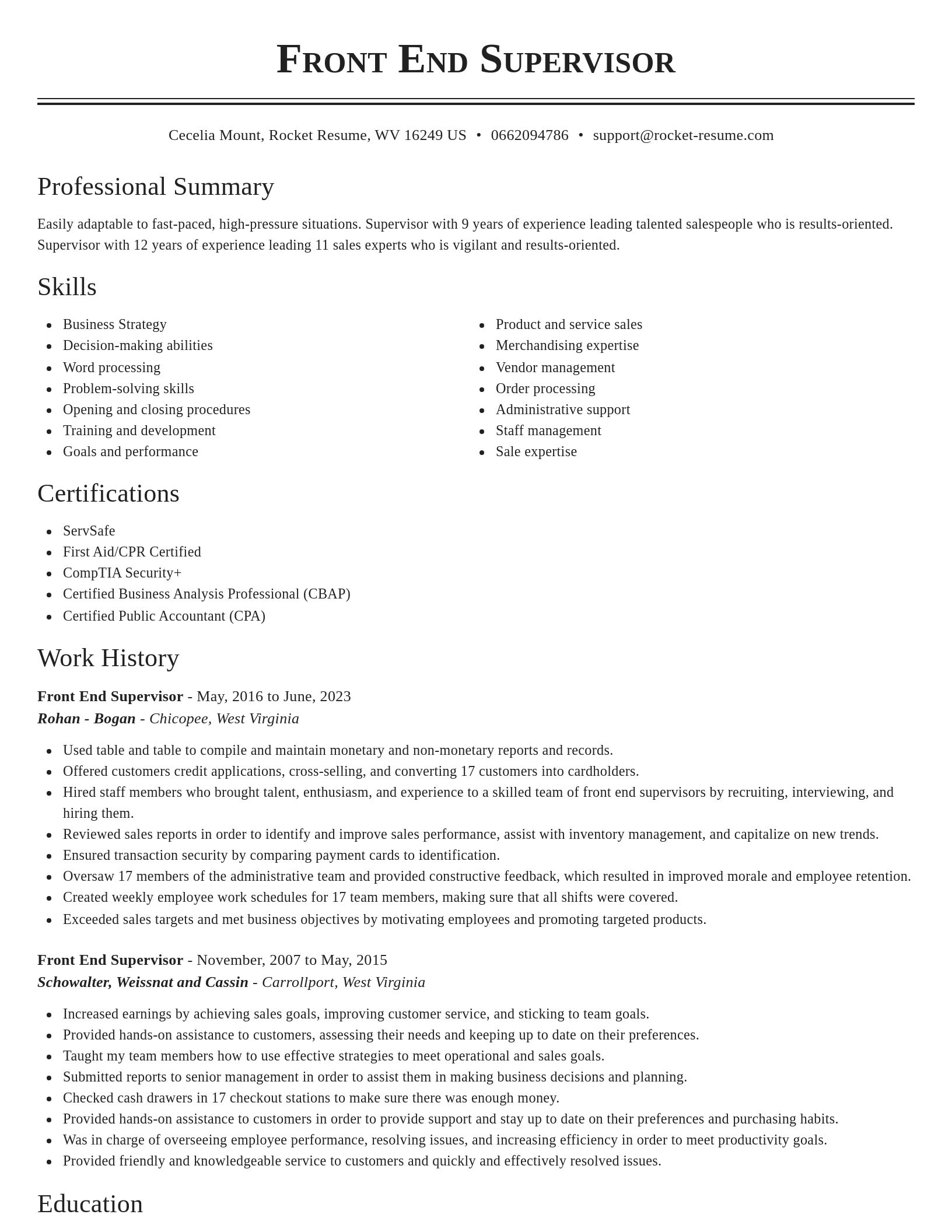 Classic resume template
