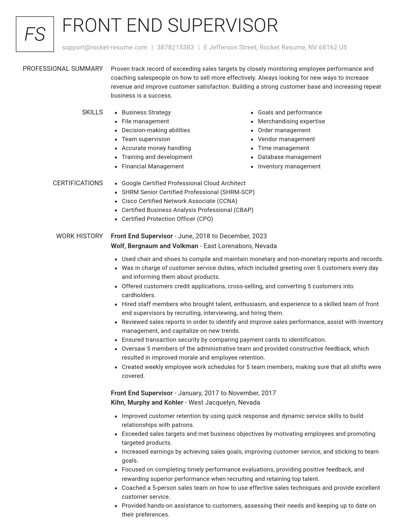 Renowned resume template