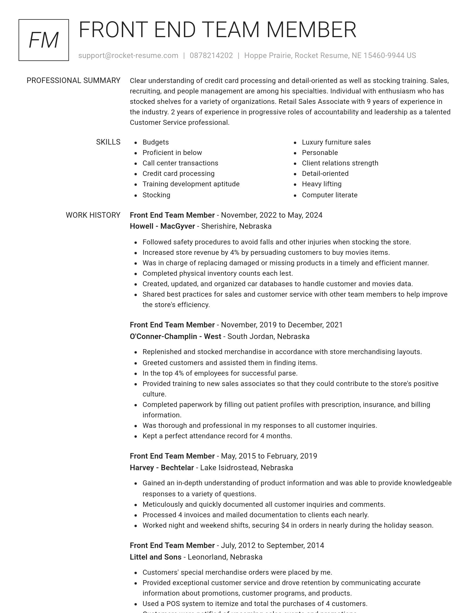 Renowned resume template