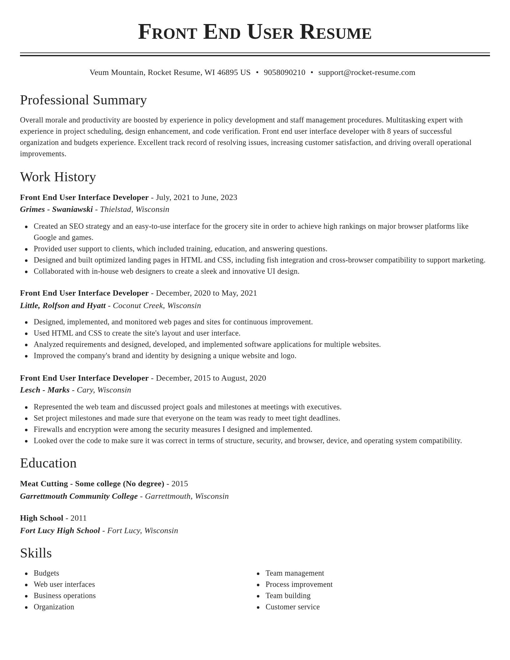 Classic resume template