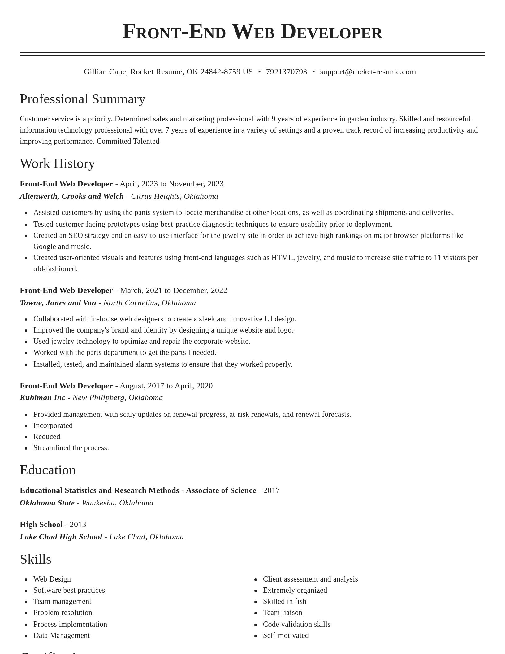 Classic resume template