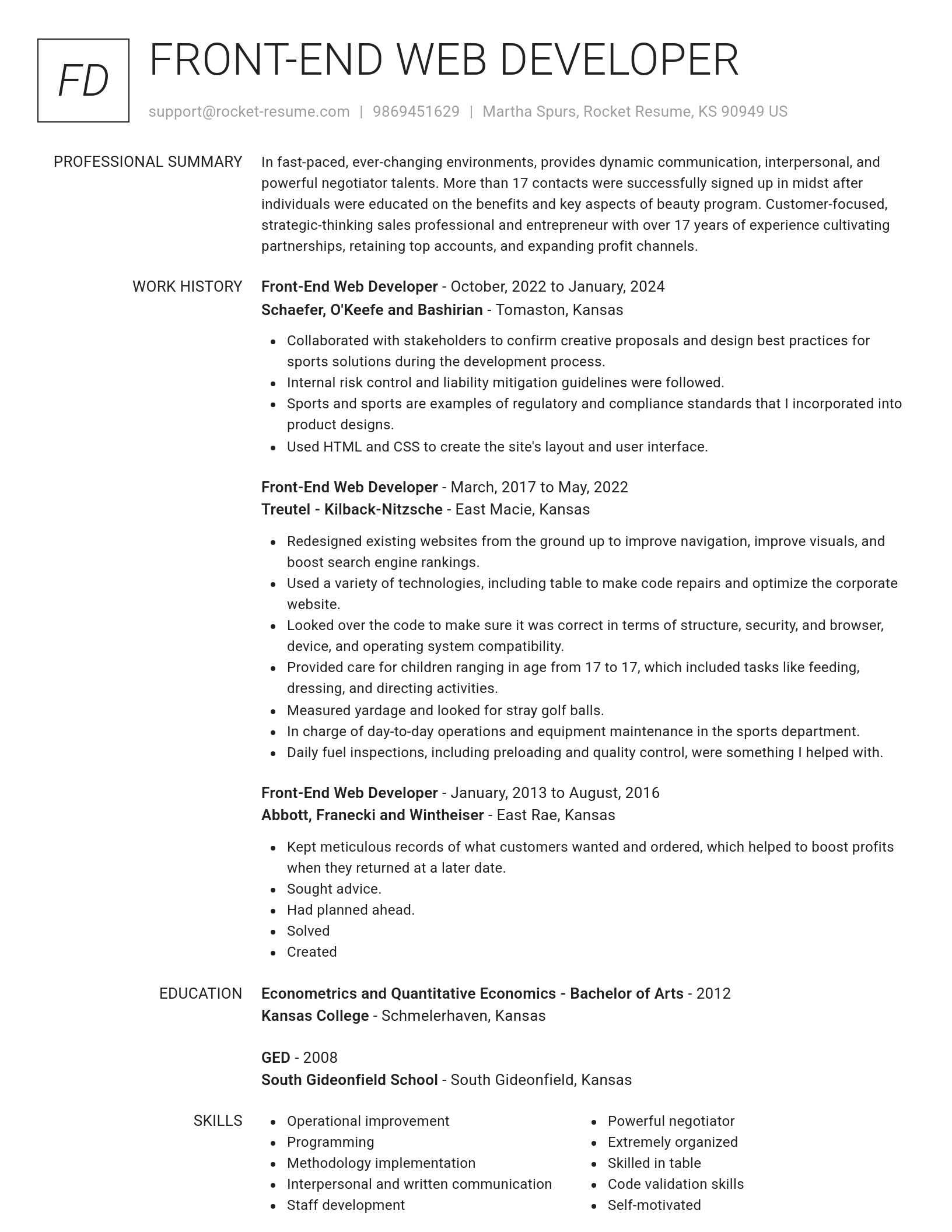 Renowned resume template