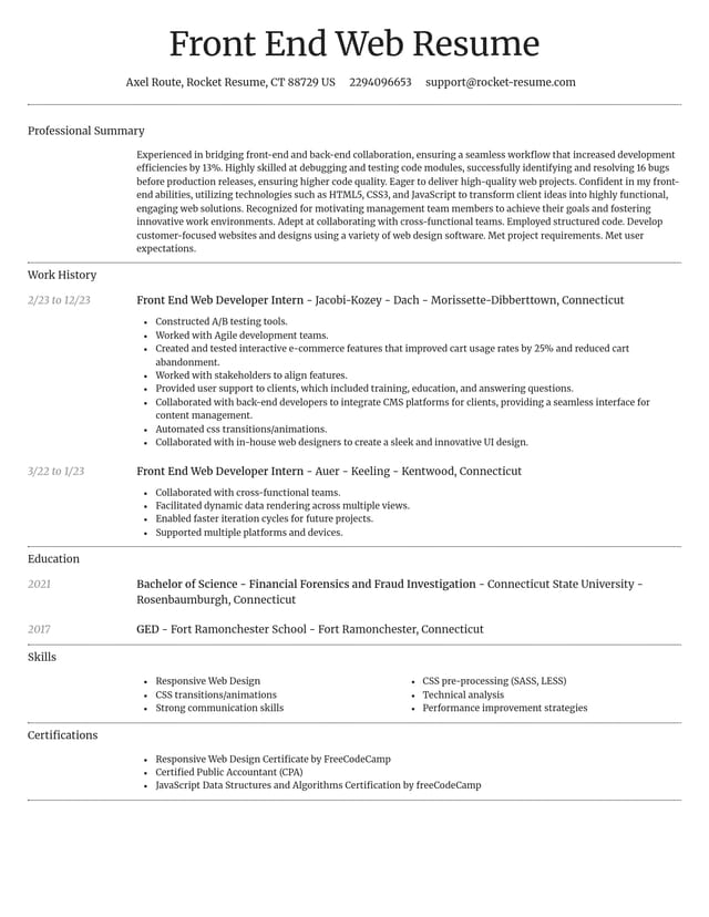Dignified resume template