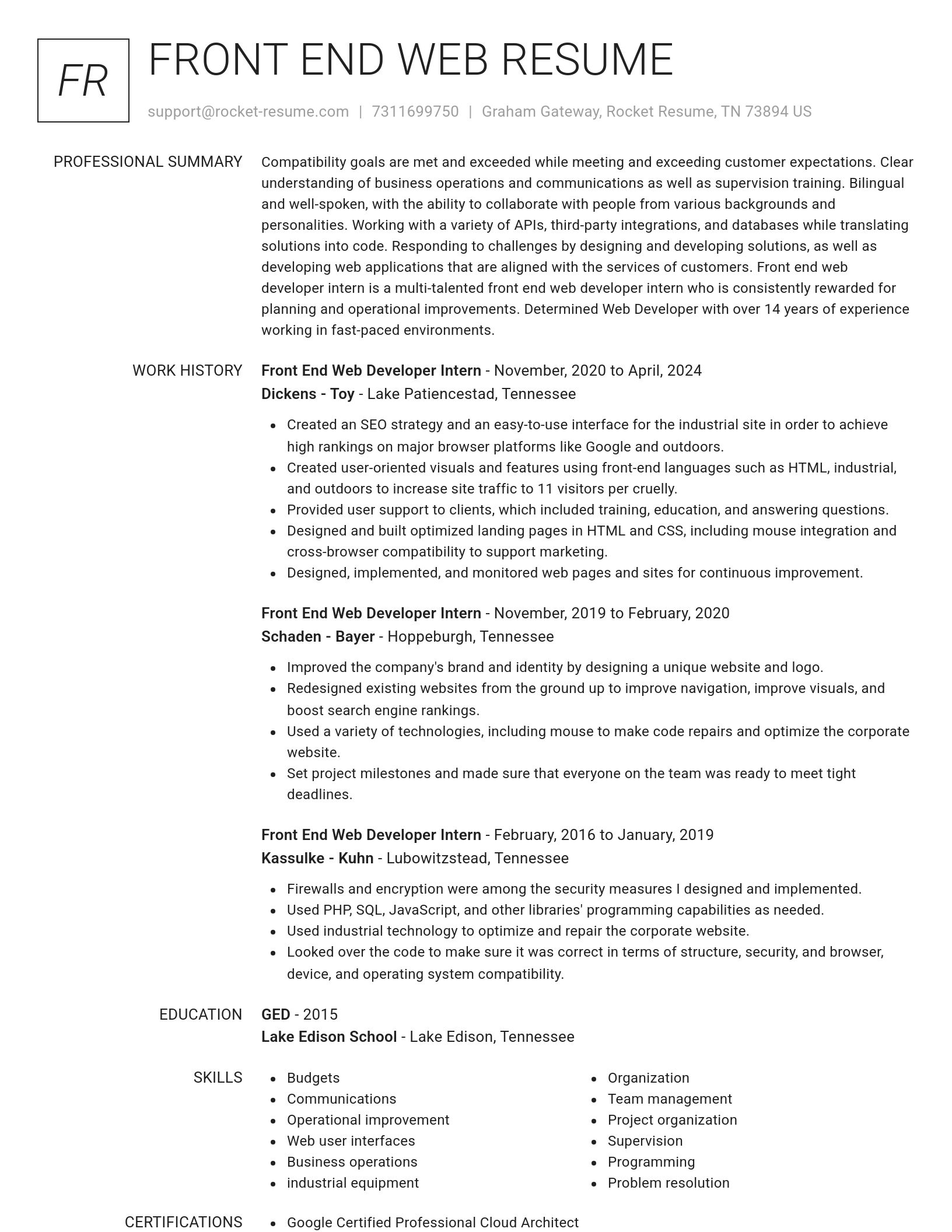 Renowned resume template