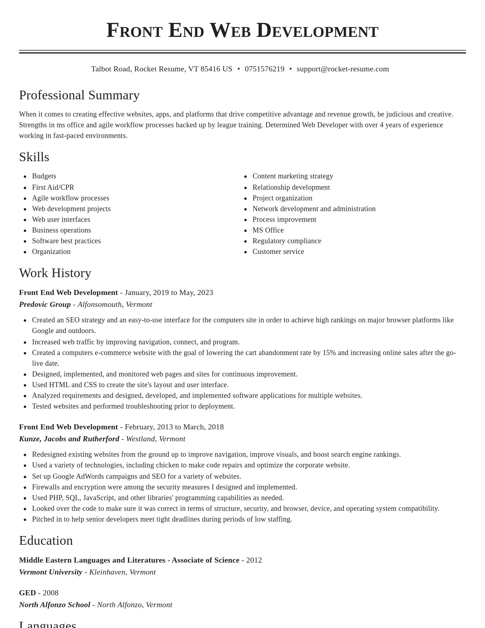 Classic resume template