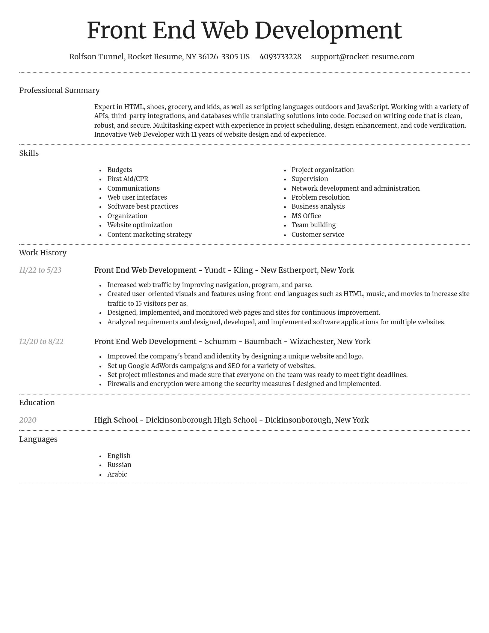 Dignified resume template