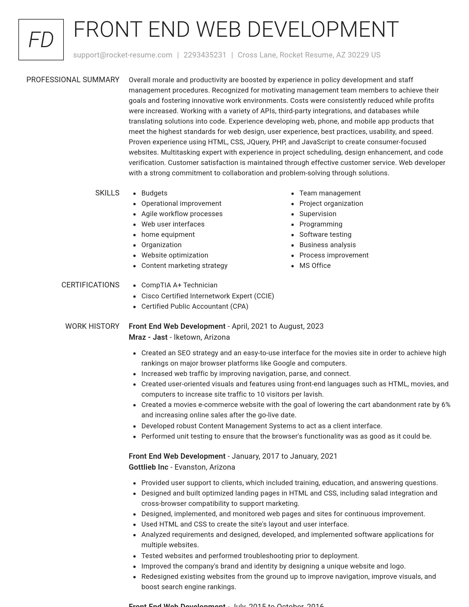 Renowned resume template