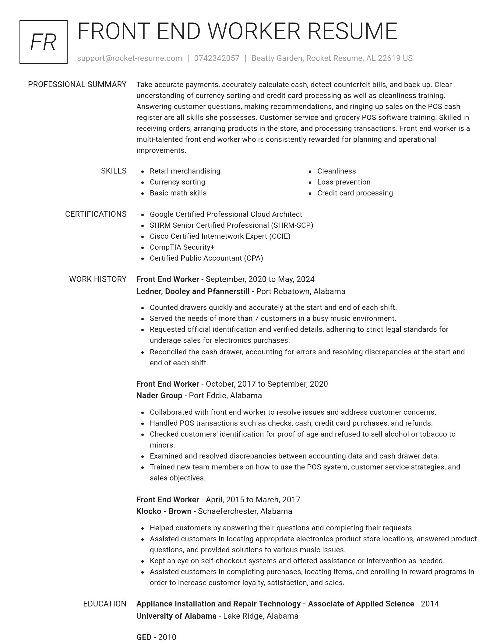 Renowned resume template