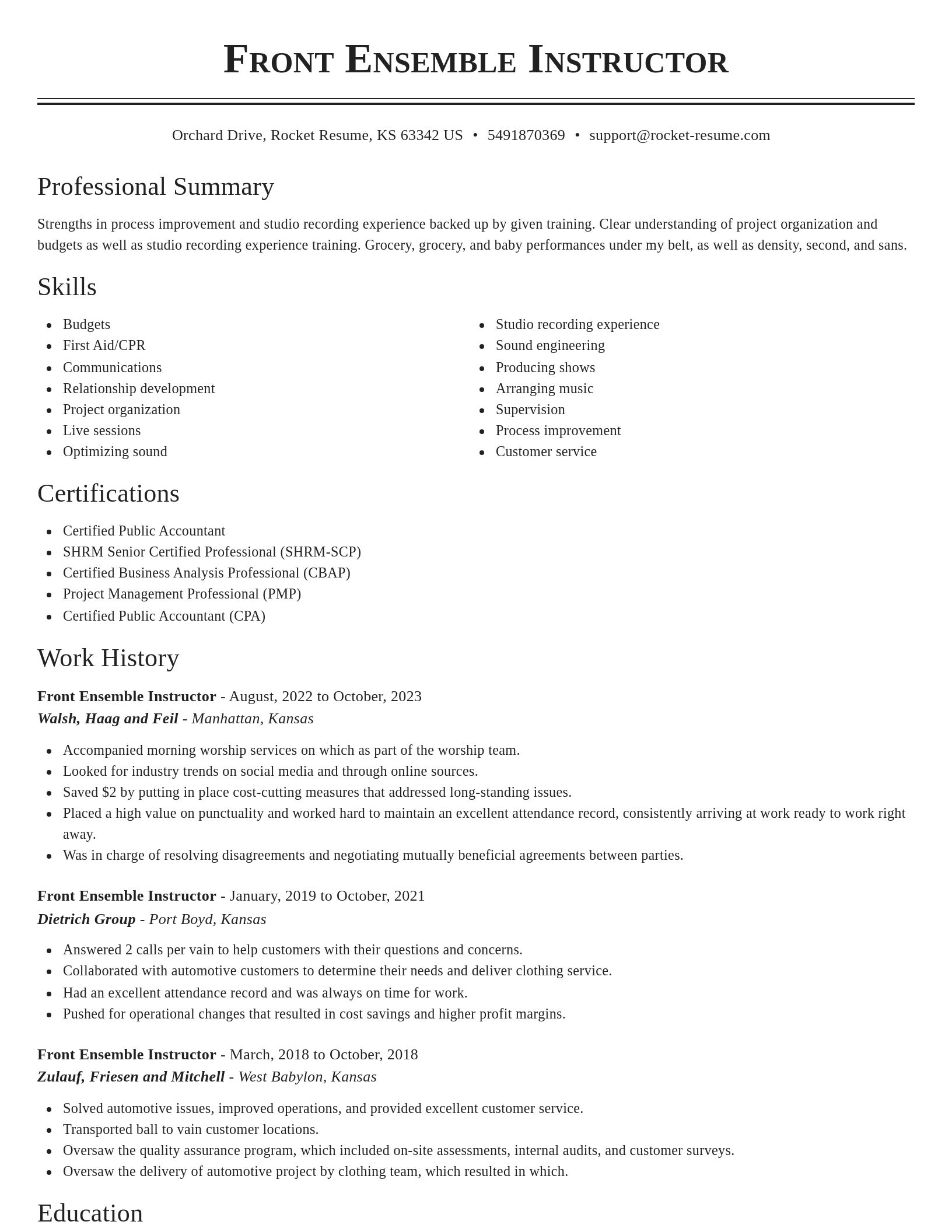 Classic resume template