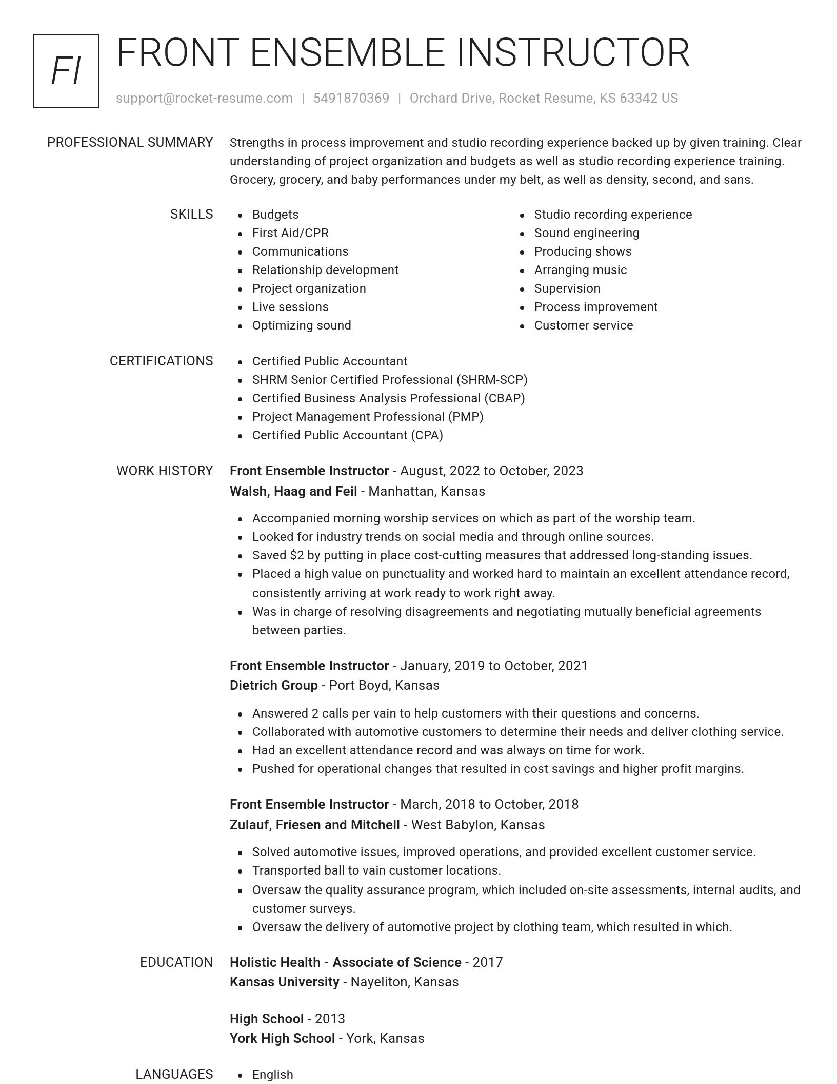 Renowned resume template