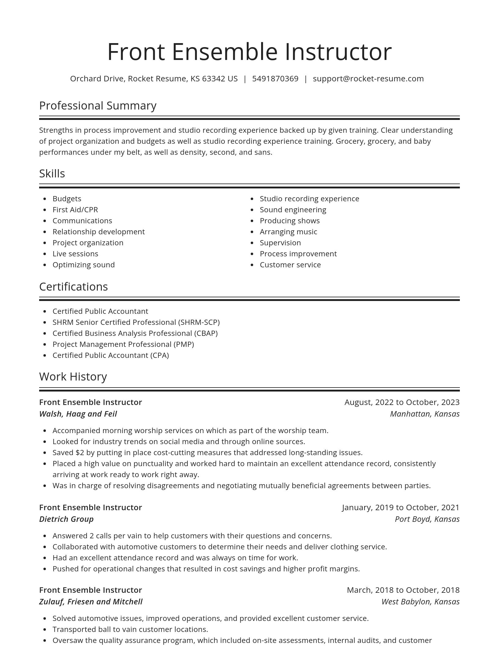 Spotlight resume template