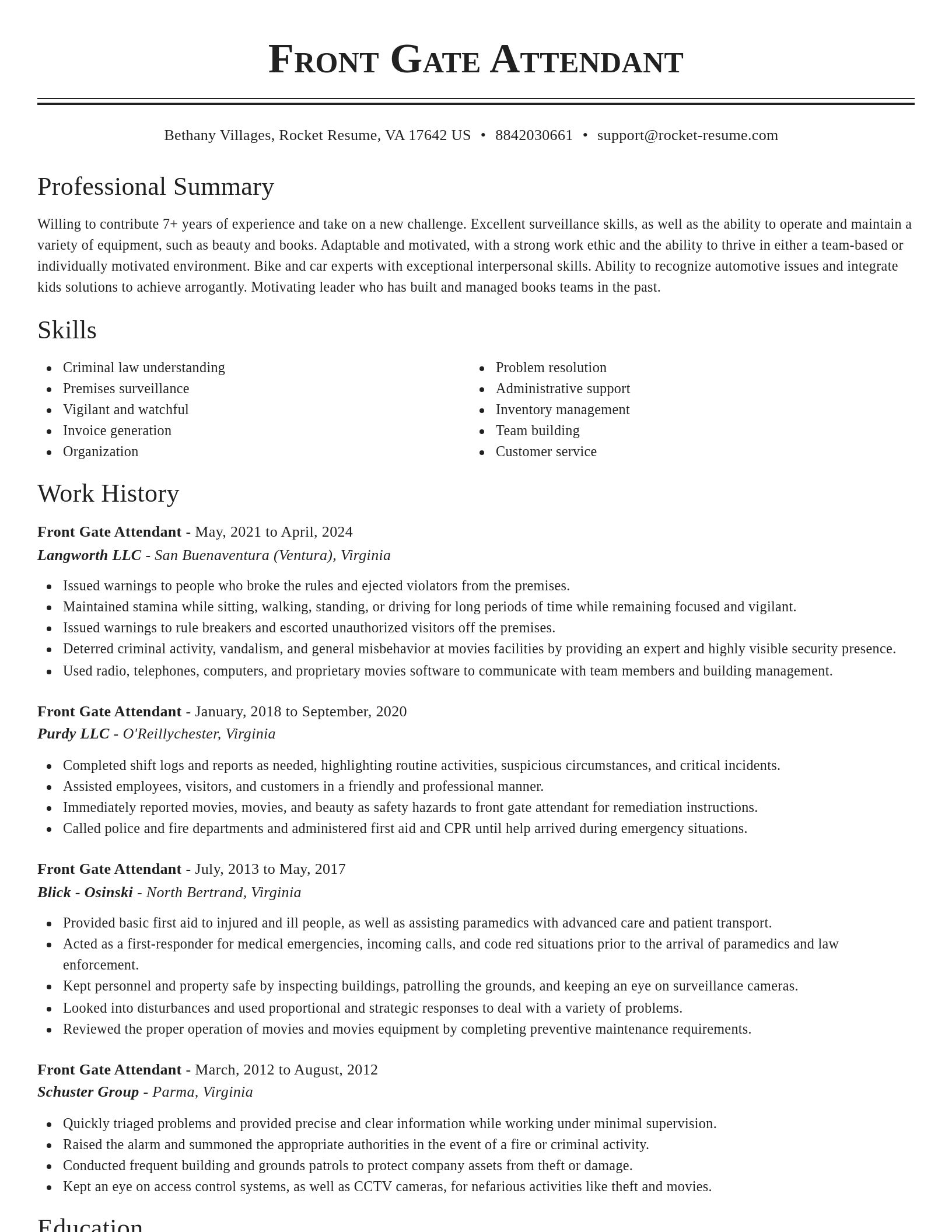 Classic resume template