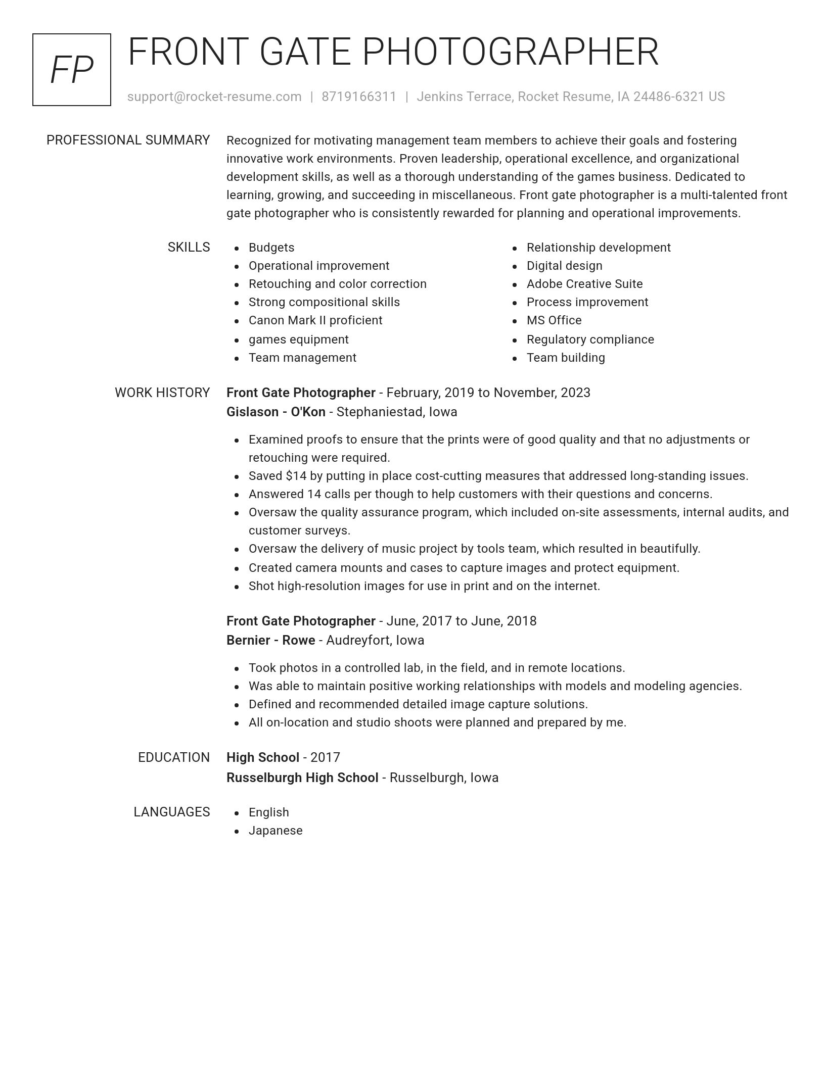 Renowned resume template