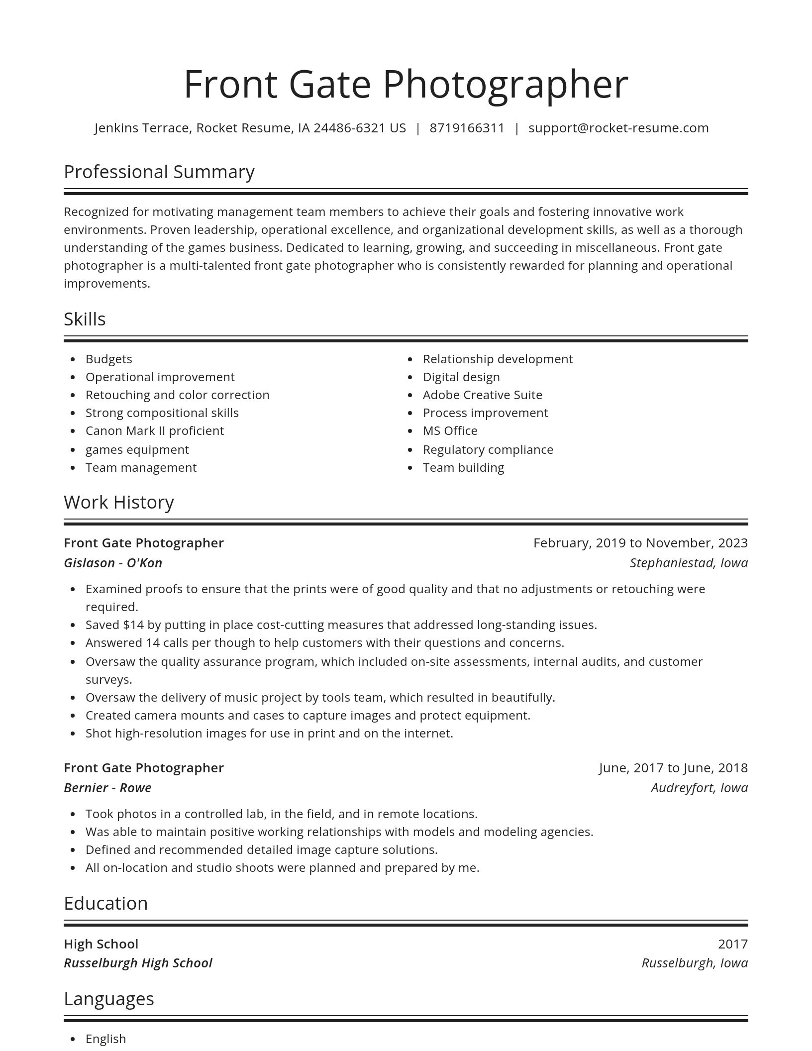 Spotlight resume template