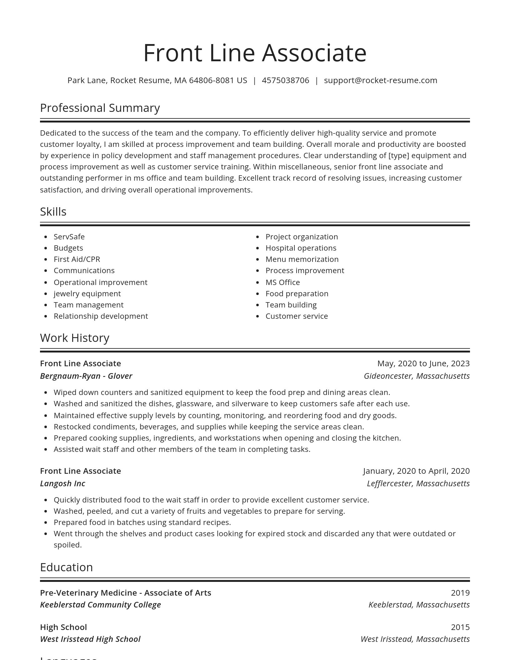 Spotlight resume template