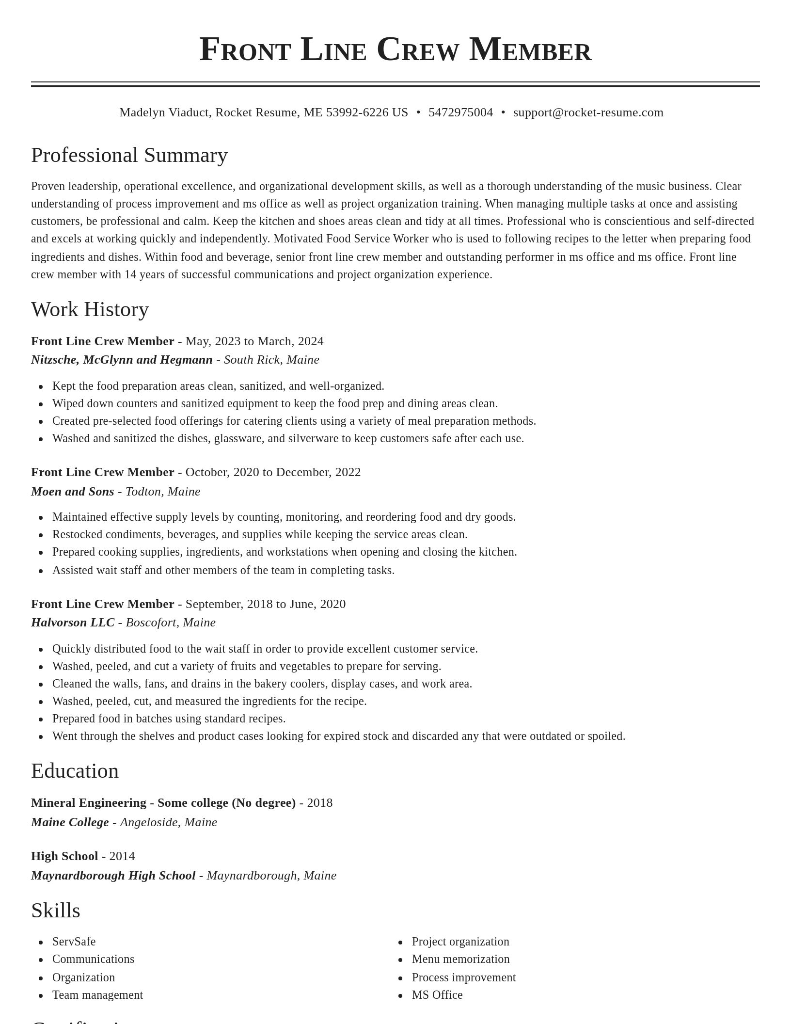 Classic resume template