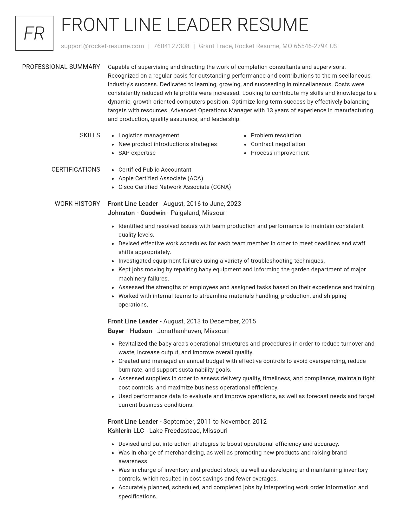 Renowned resume template
