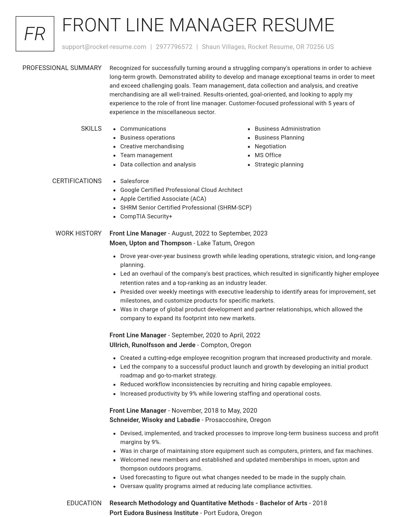 Renowned resume template