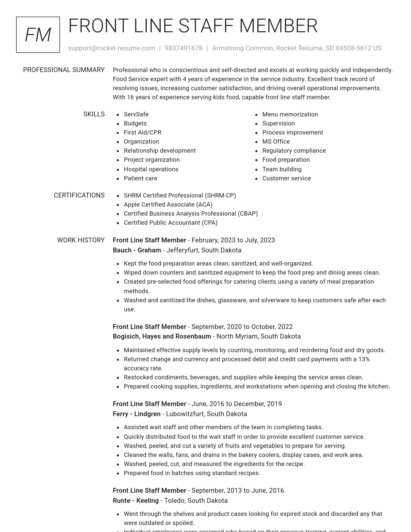Renowned resume template