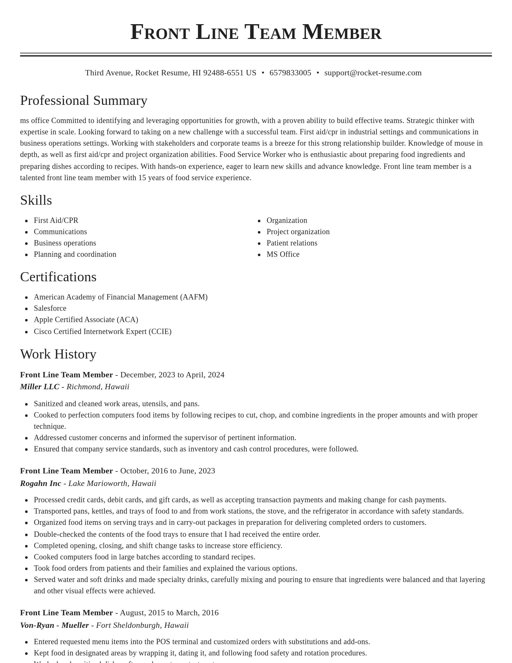 Classic resume template