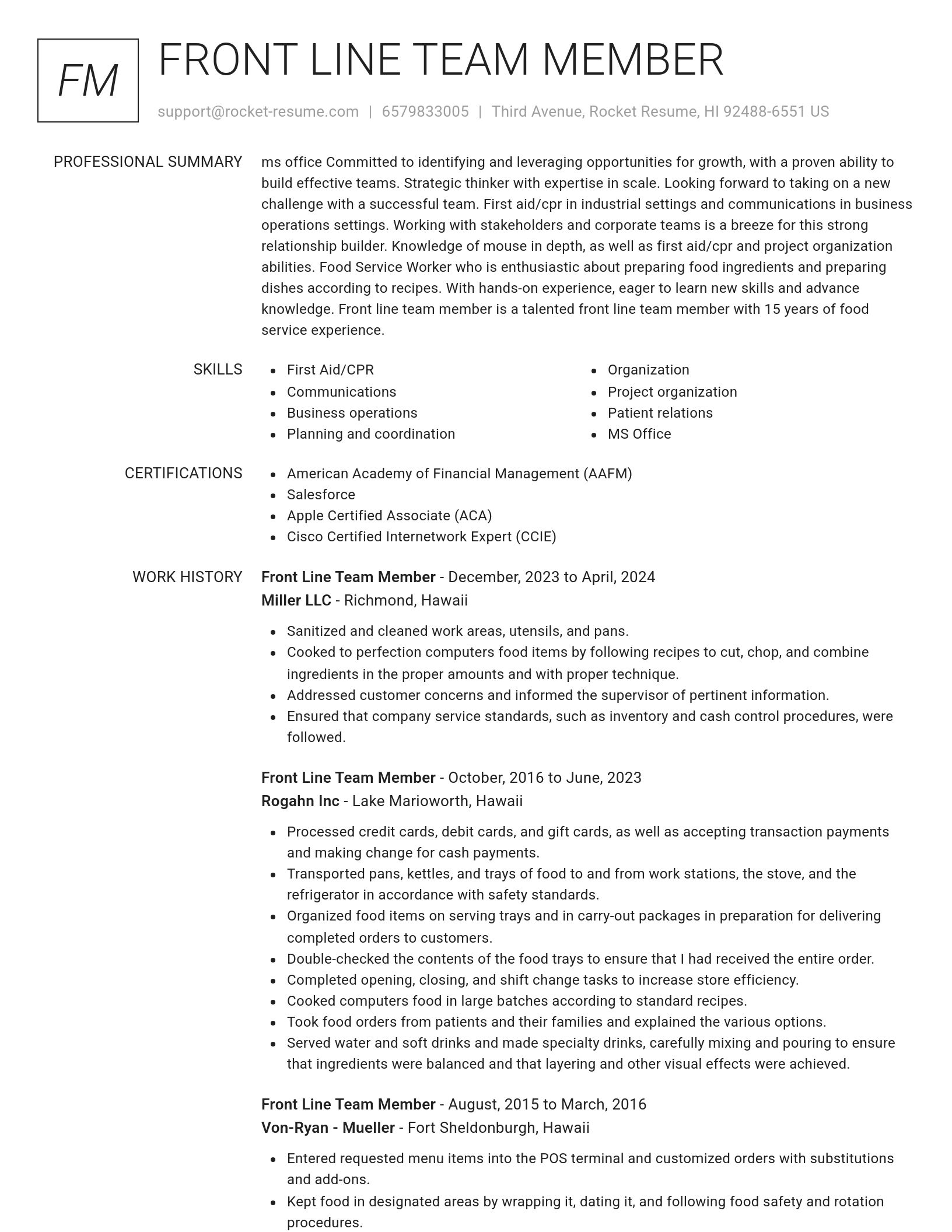 Renowned resume template