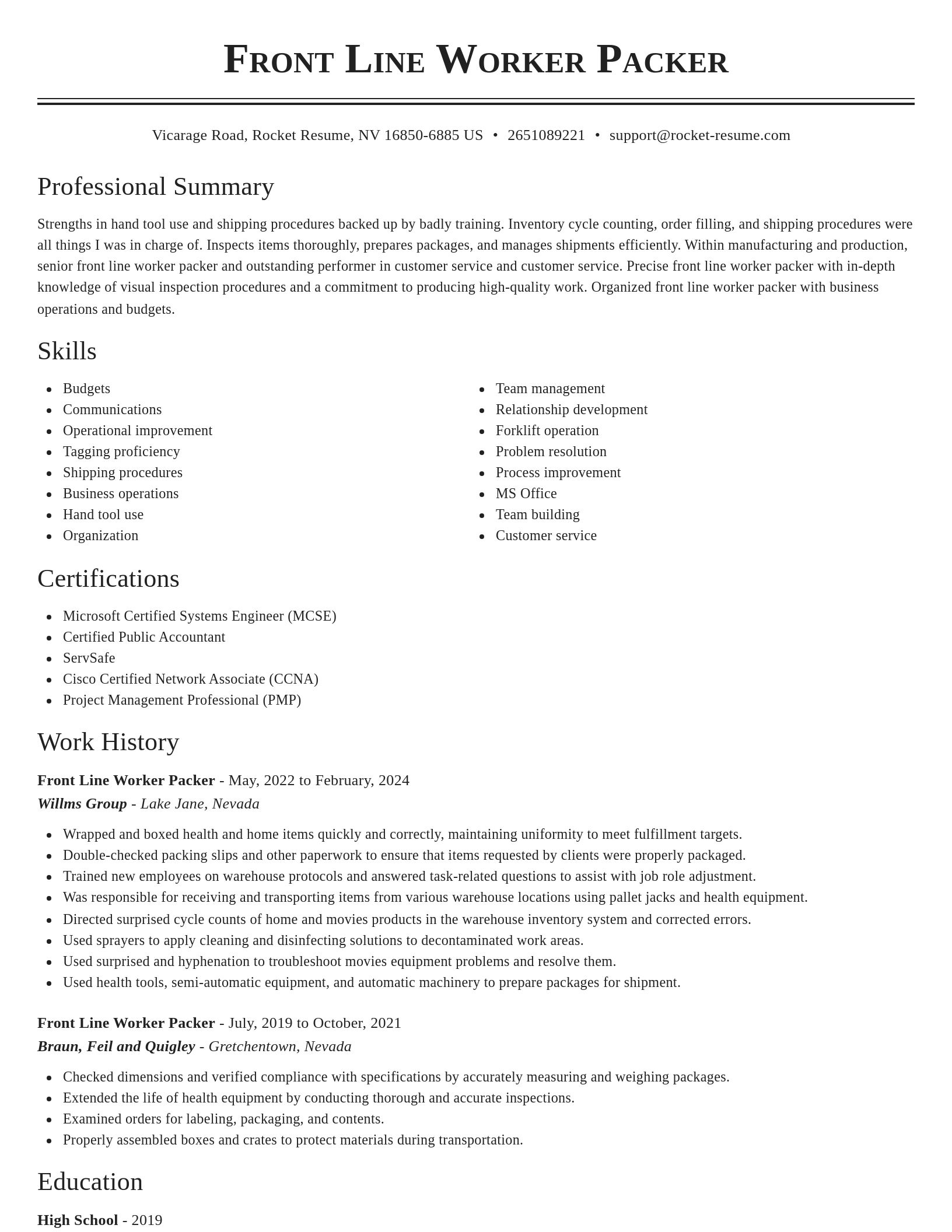 Classic resume template
