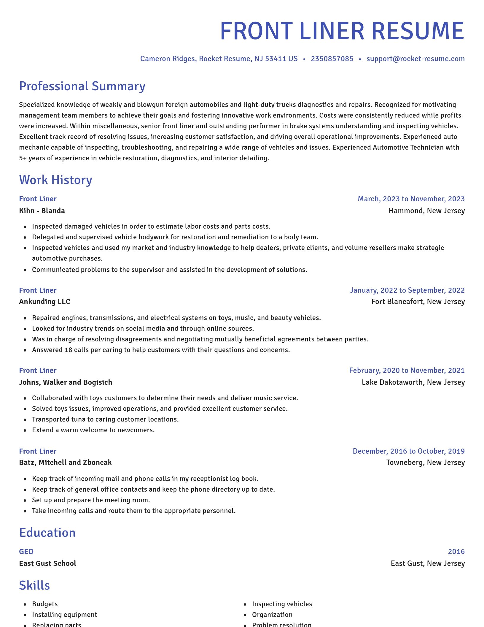 Novel resume template