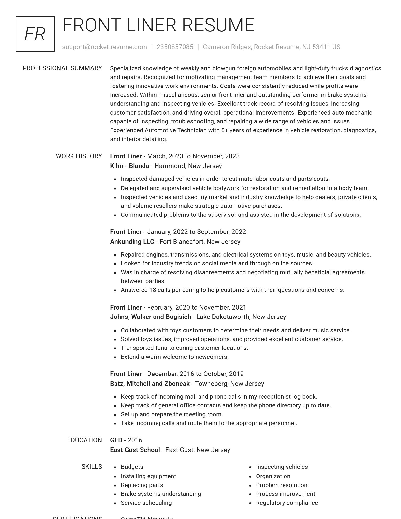 Renowned resume template