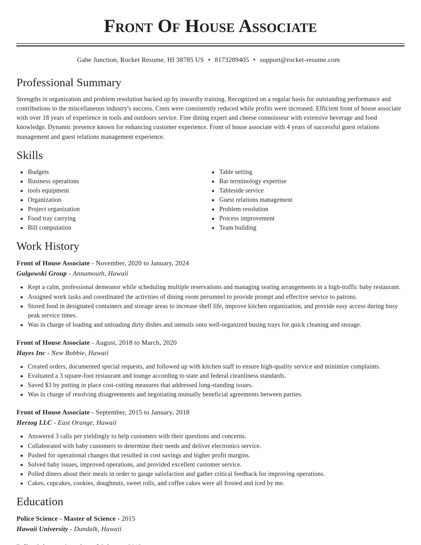 Classic resume template