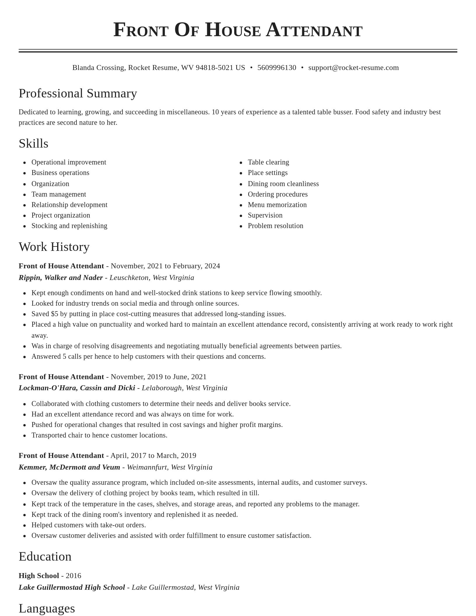 Classic resume template