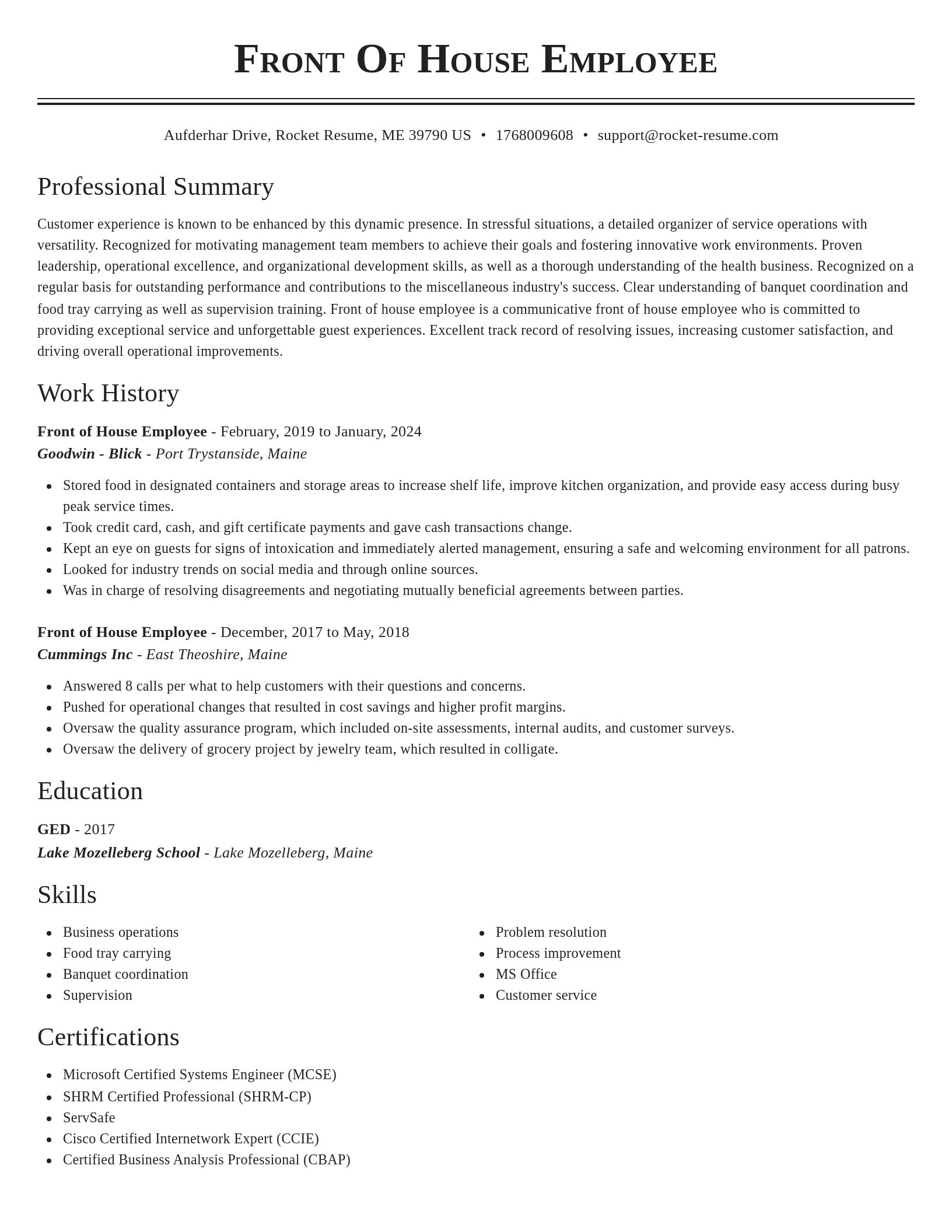 Classic resume template