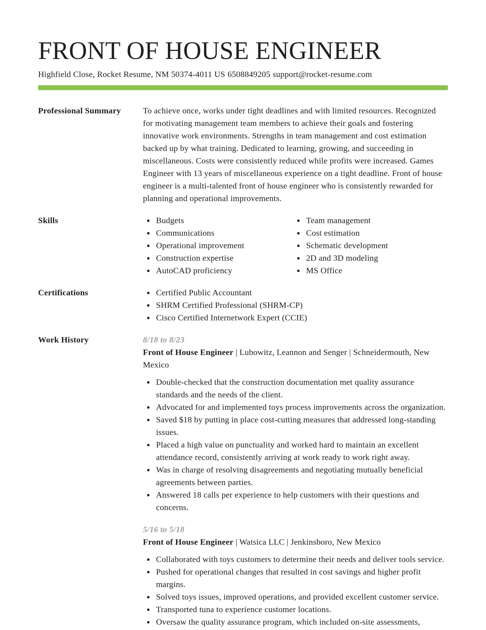 Smart resume template